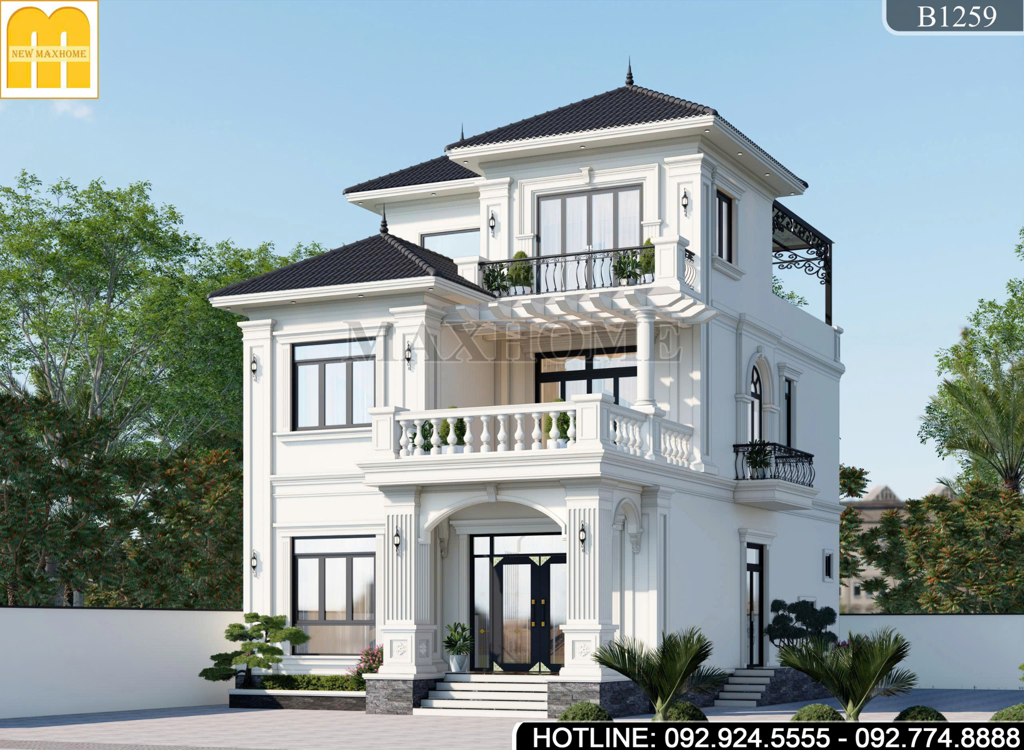 Nhà 3 tầng mái Nhật tân cổ đẹp đẳng cấp | MH47101