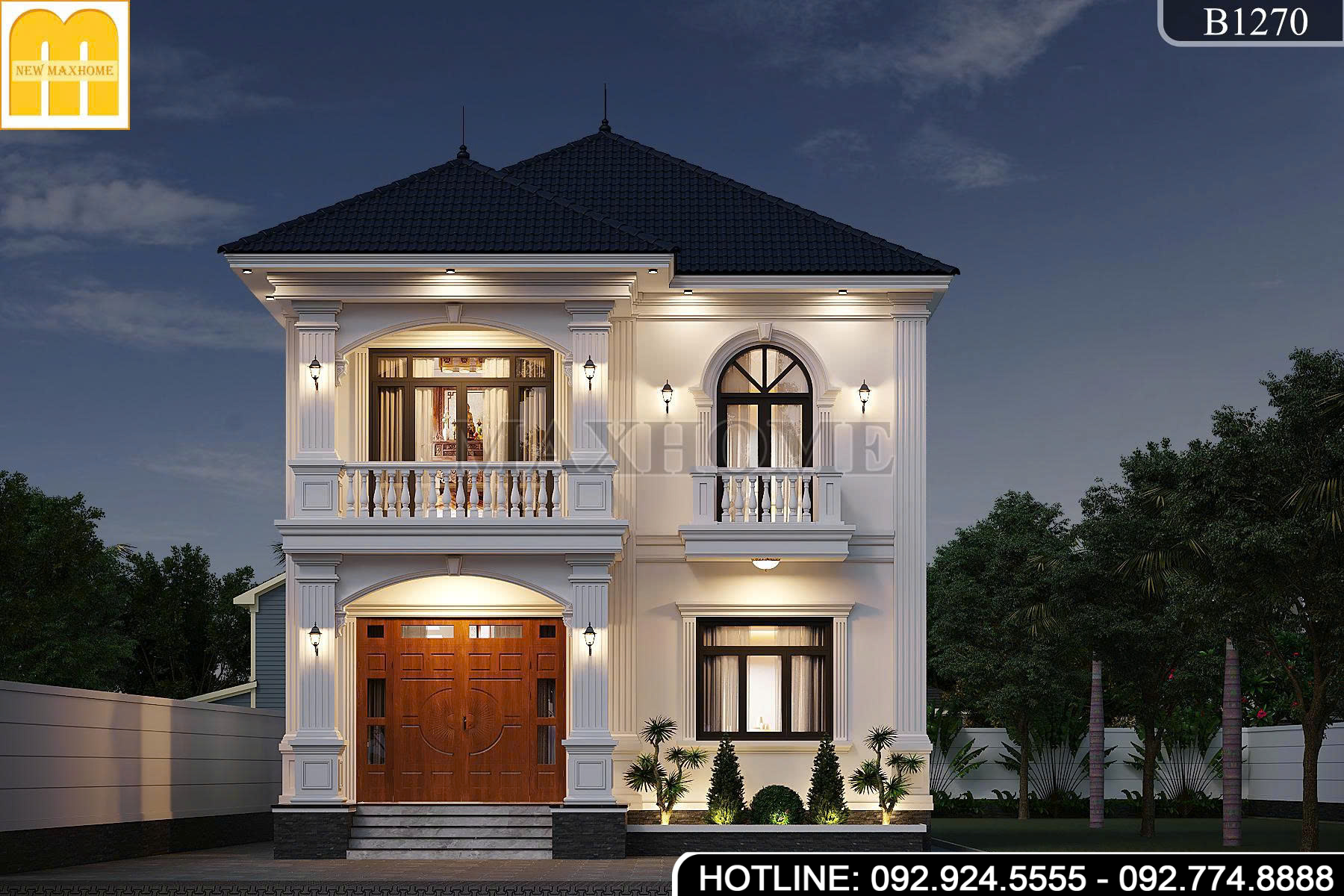 Mẫu 2 tầng mái Nhật tân cổ điện 4 phòng ngủ tại Ninh Bình | MH47096