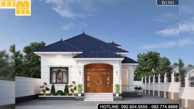 Mẫu nhà tân cổ điển cấp 4 đơn giản, tinh tế