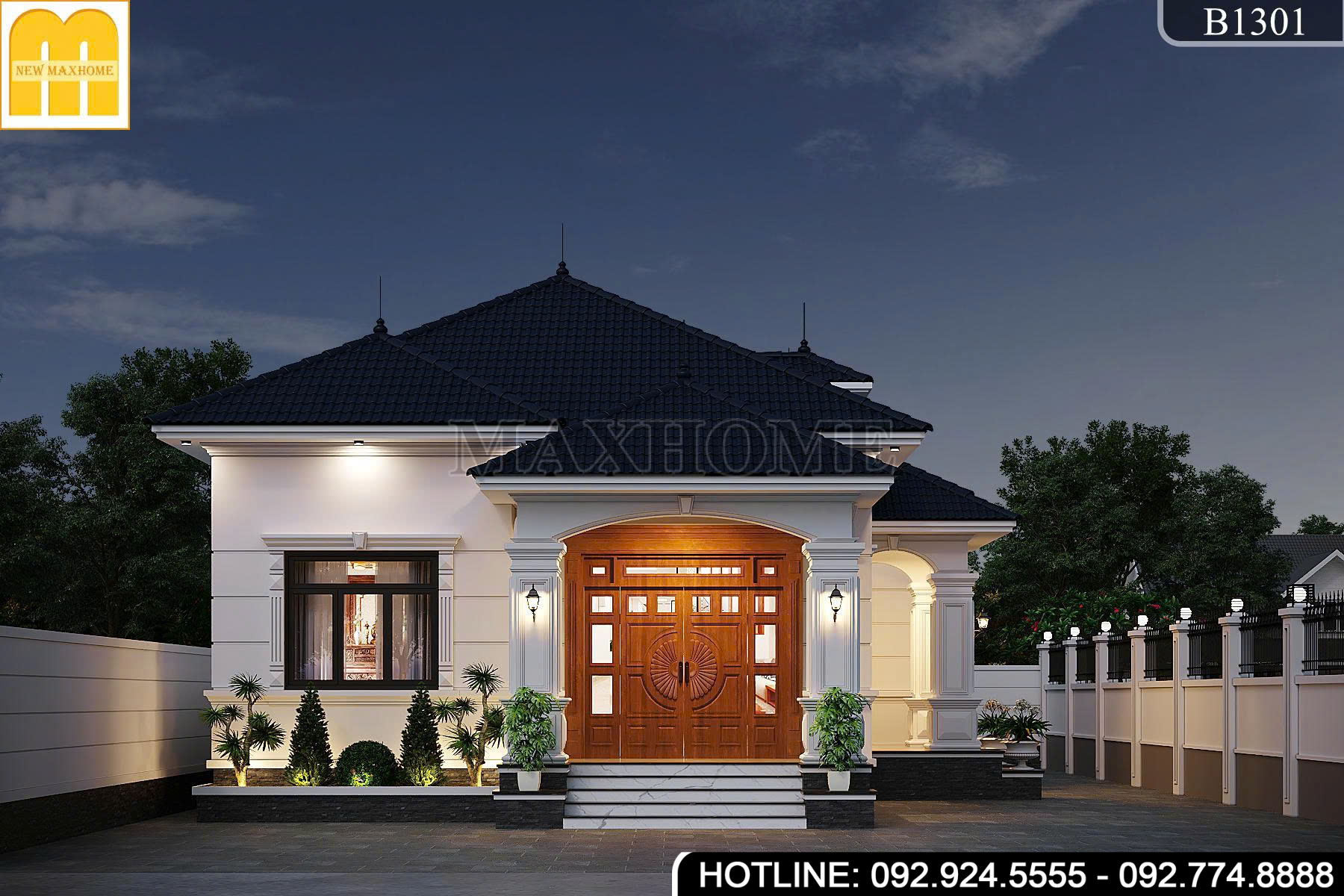 Mẫu nhà tân cổ điển cấp 4 đơn giản, tinh tế 