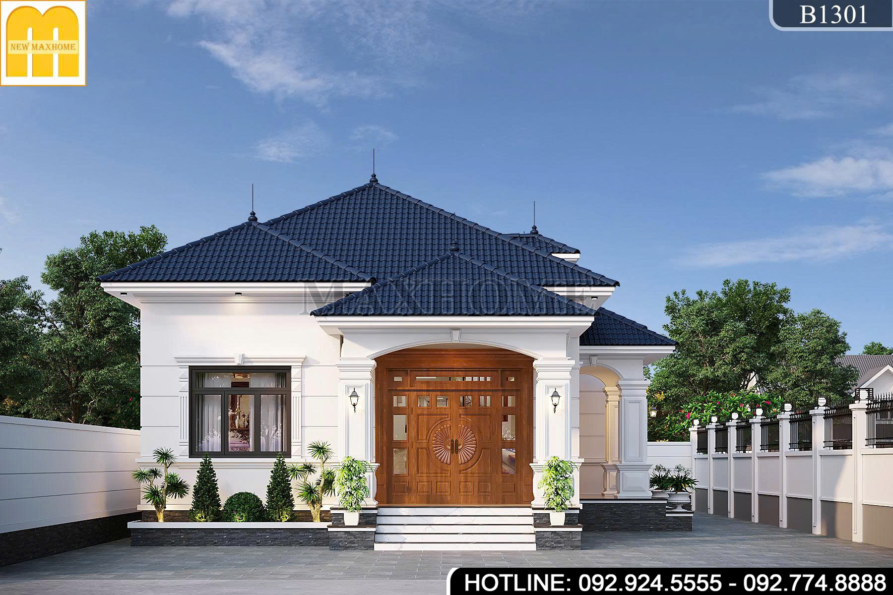 Mẫu nhà tân cổ điển cấp 4 đơn giản, tinh tế 