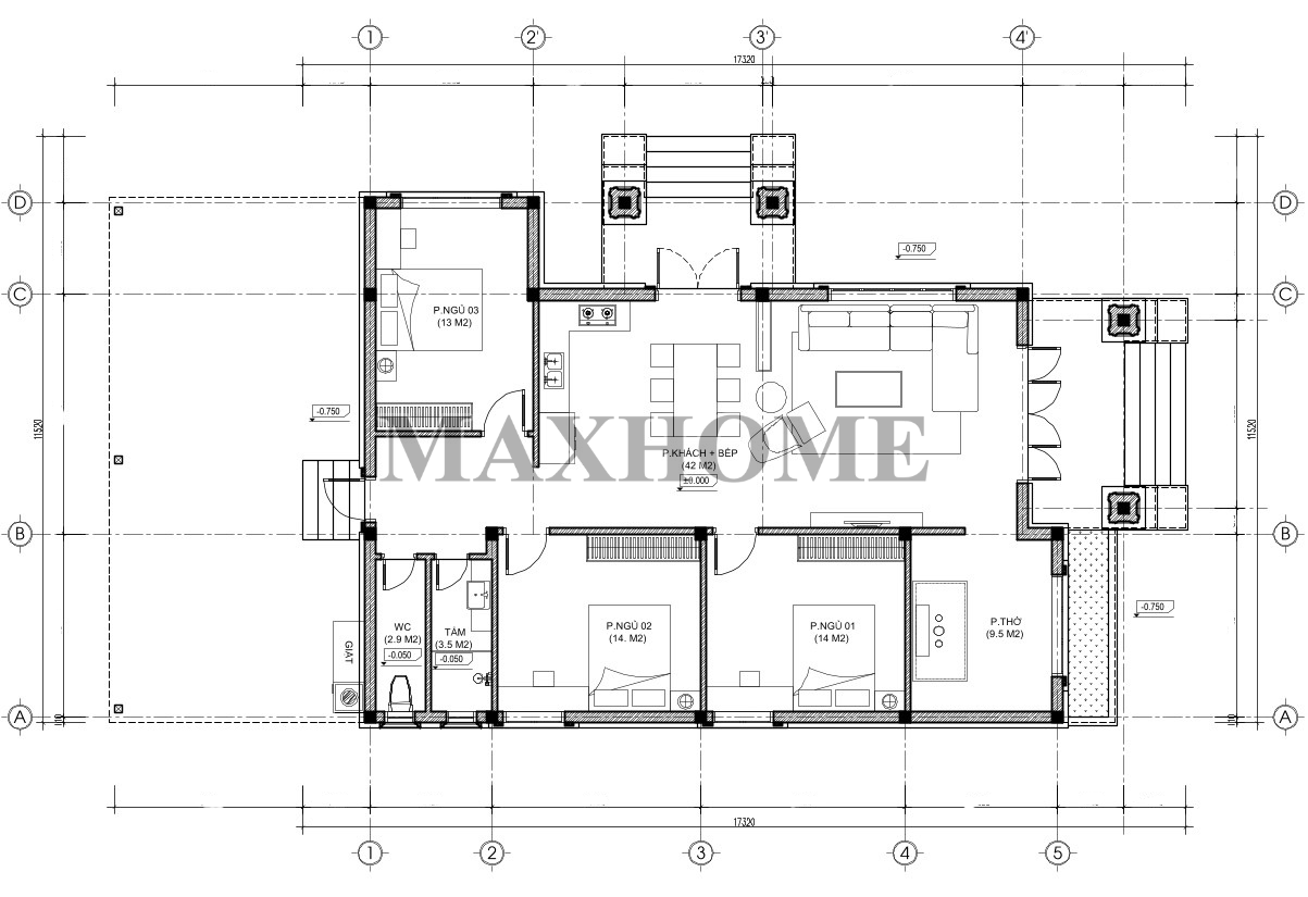 Mẫu nhà tân cổ điển cấp 4 đơn giản, tinh tế 