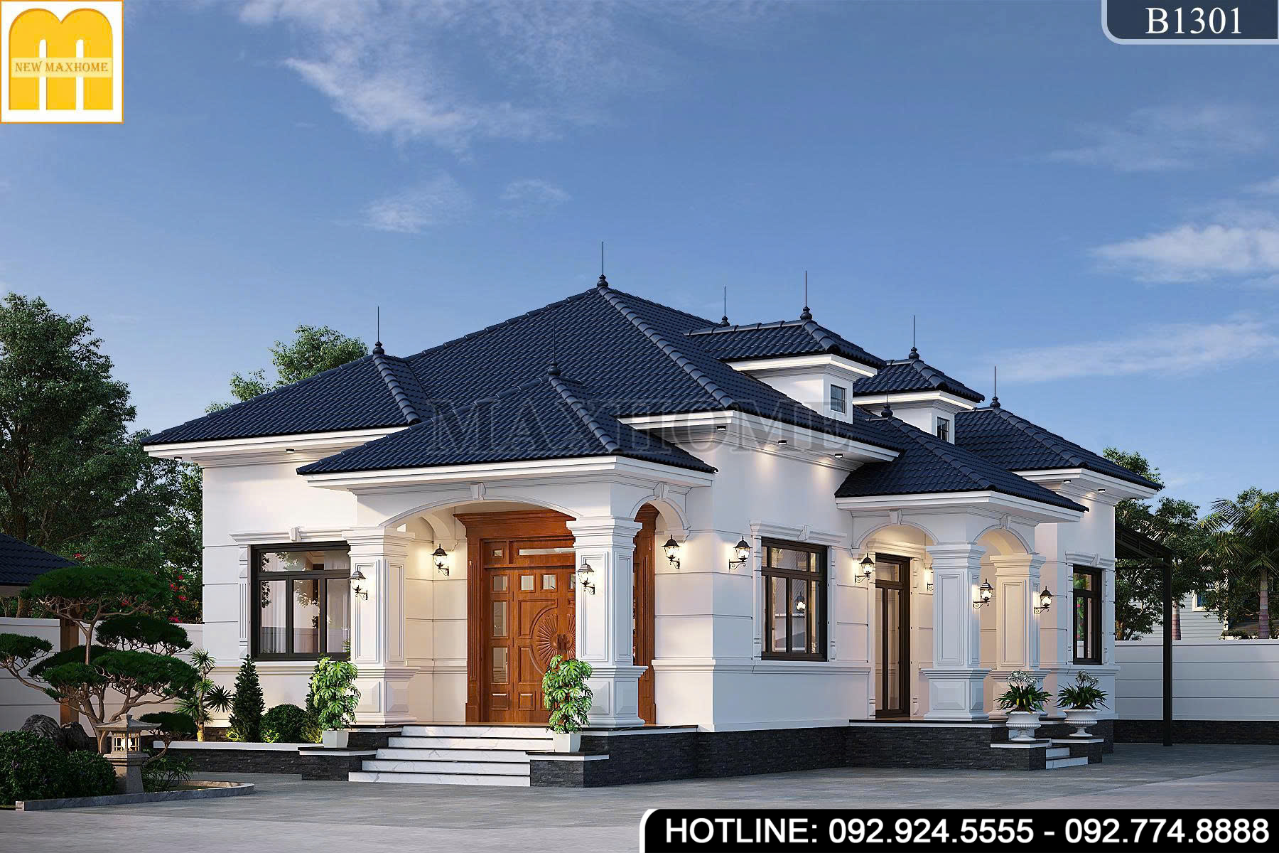 Mẫu nhà tân cổ điển cấp 4 đơn giản, tinh tế 