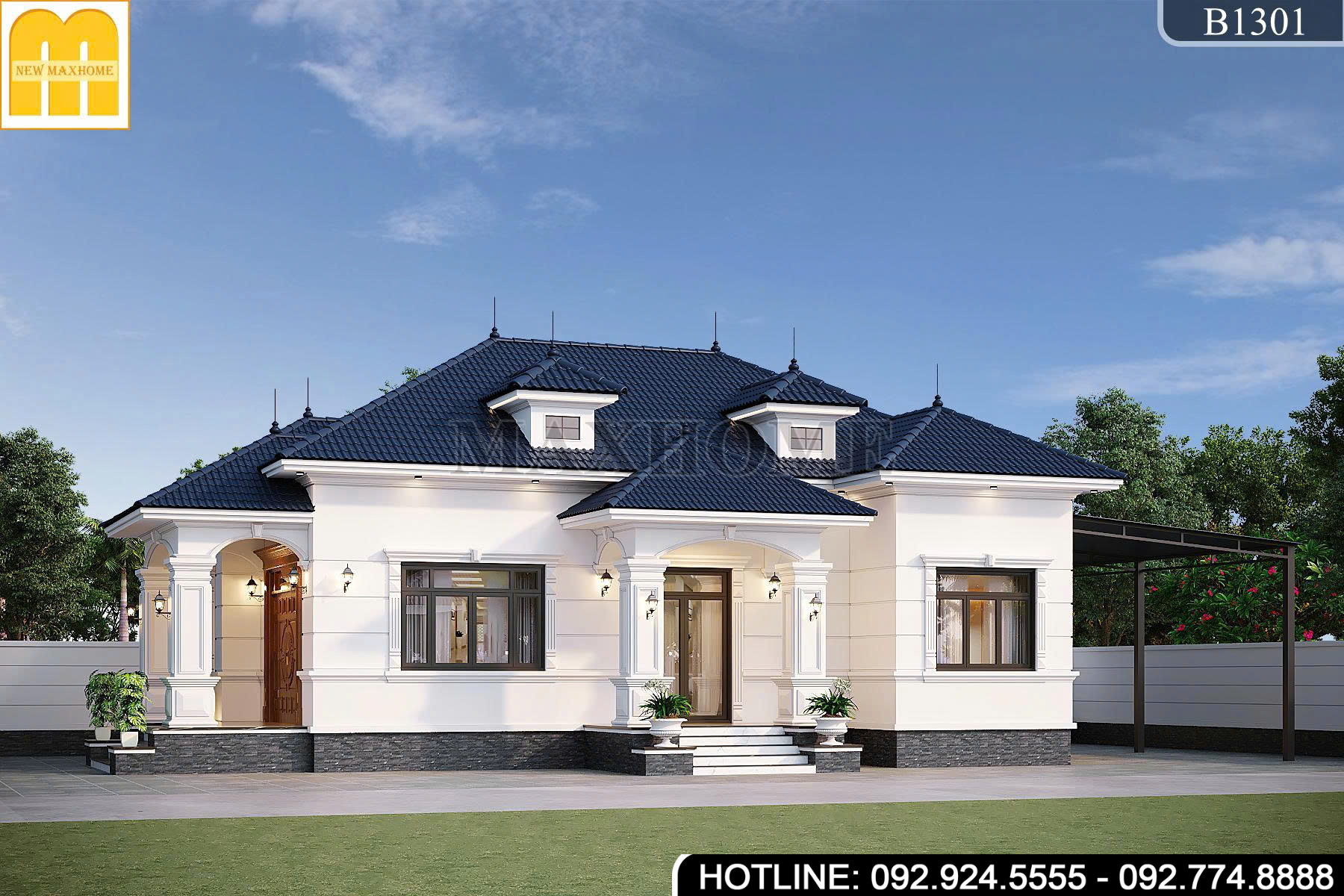 Mẫu nhà tân cổ điển cấp 4 đơn giản, tinh tế 