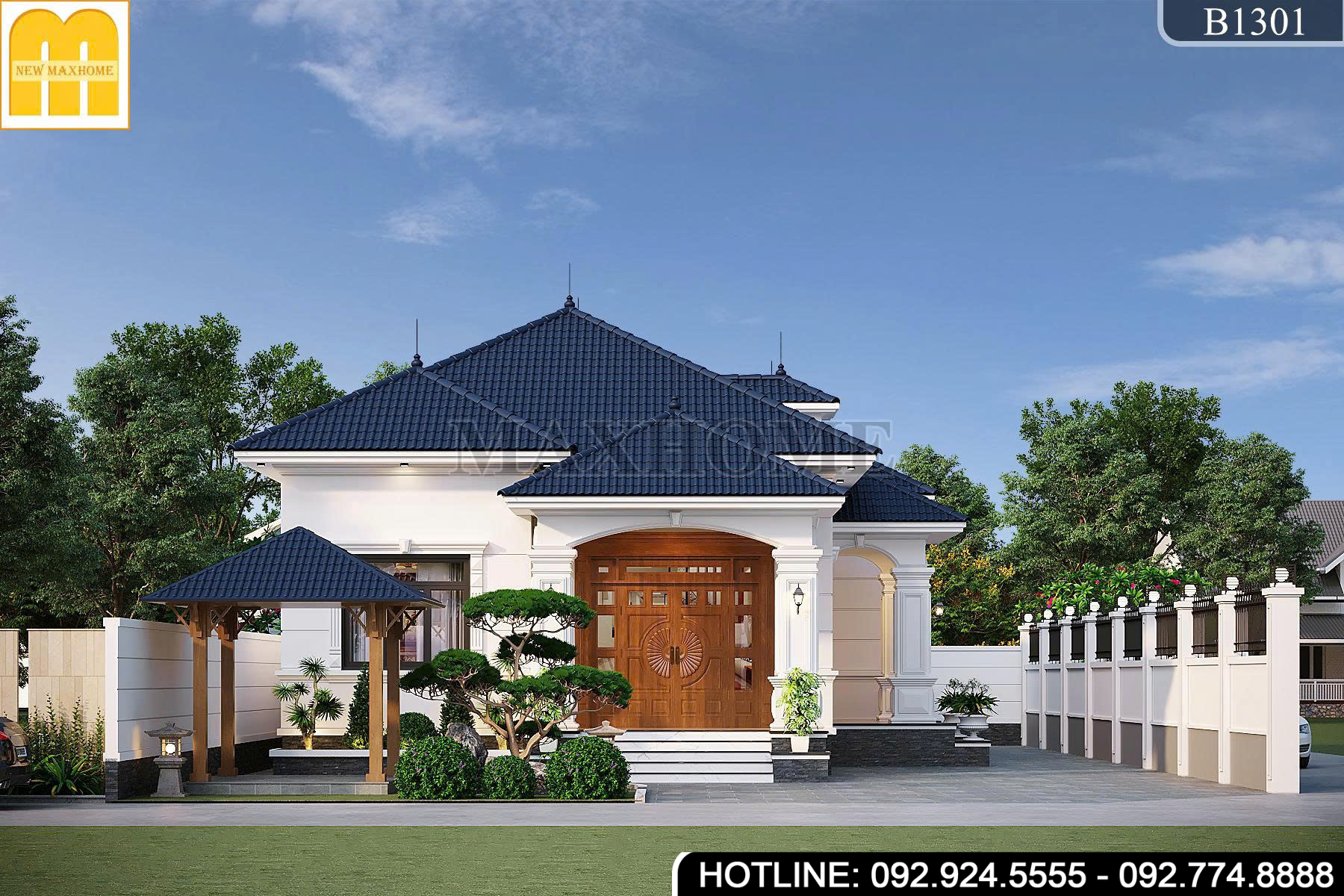 Mẫu nhà tân cổ điển cấp 4 đơn giản, tinh tế 