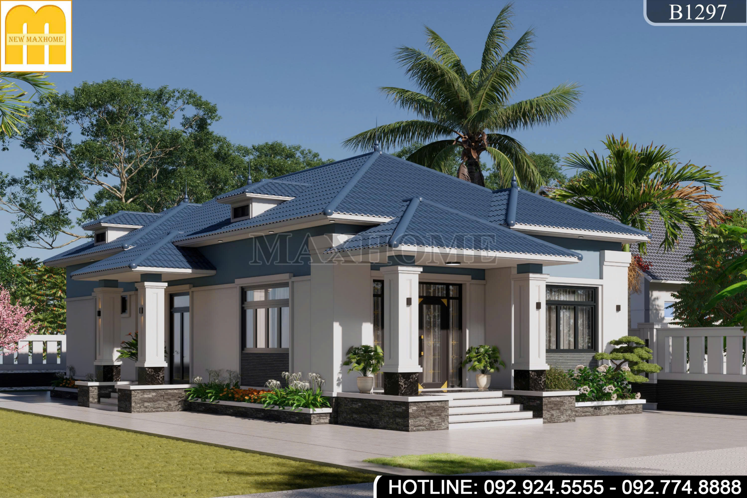 Mẫu nhà vườn mái Nhật 4 phòng ngủ đầy đủ tiện nghi