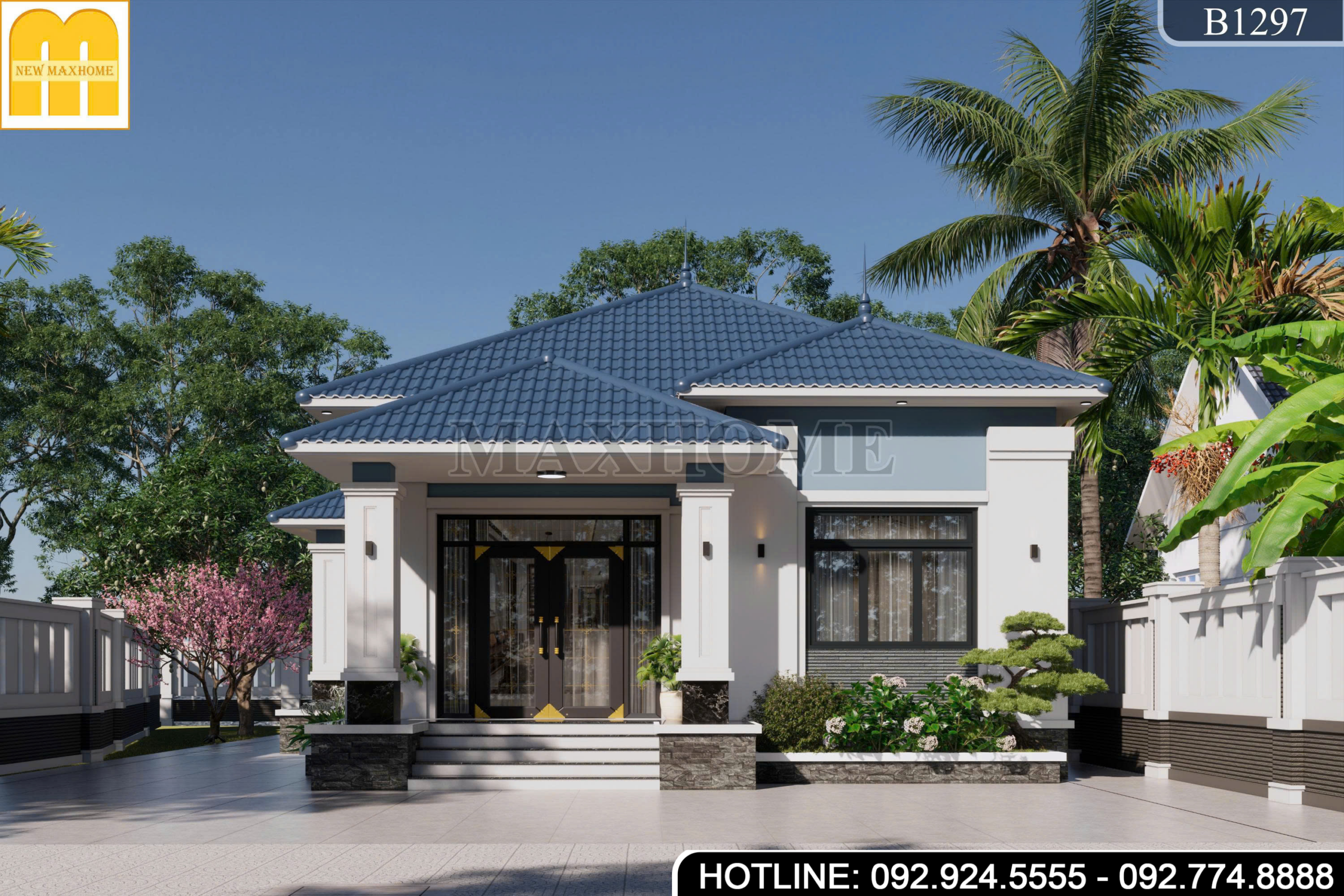 Mẫu nhà vườn mái Nhật 4 phòng ngủ đầy đủ tiện nghi