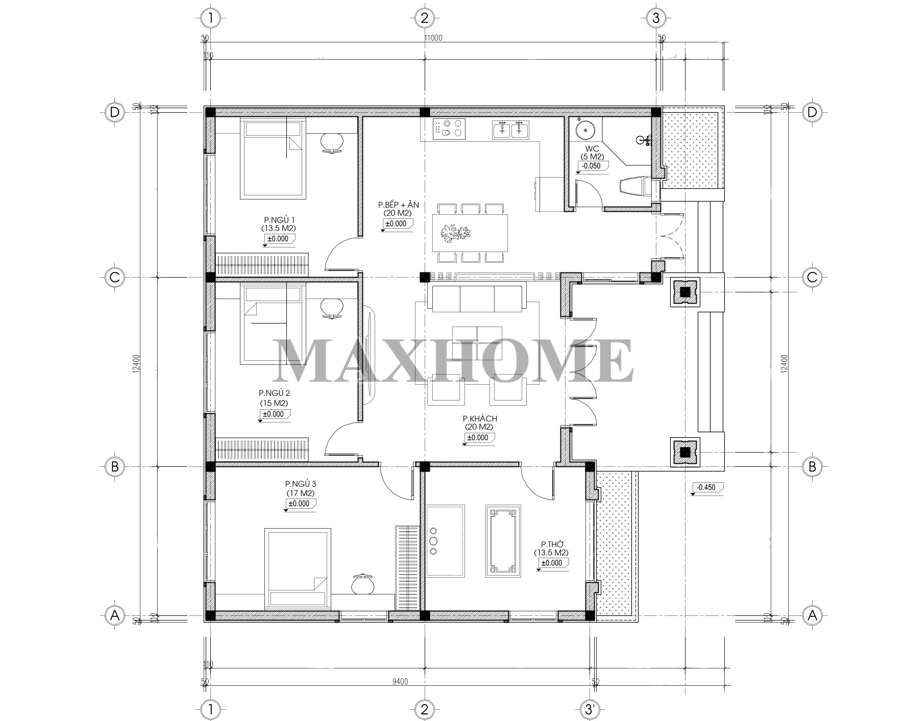 Ngắm nhìn mẫu nhà mái Nhật 3 gian đơn giản, đầy đủ công năng | MH47089 Ngắm nhìn mẫu nhà mái Nhật 3 gian đơn giản, đầy đủ công năng | MH47089