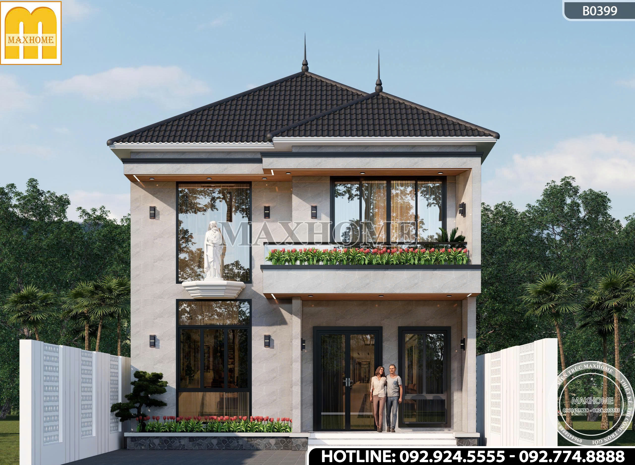 Thiết kế nhà 2 tầng mái Nhật hiện đại, sang trọng tại Quảng Trị | MH46652 Thiết kế nhà 2 tầng mái Nhật hiện đại, sang trọng tại Quảng Trị | MH46652