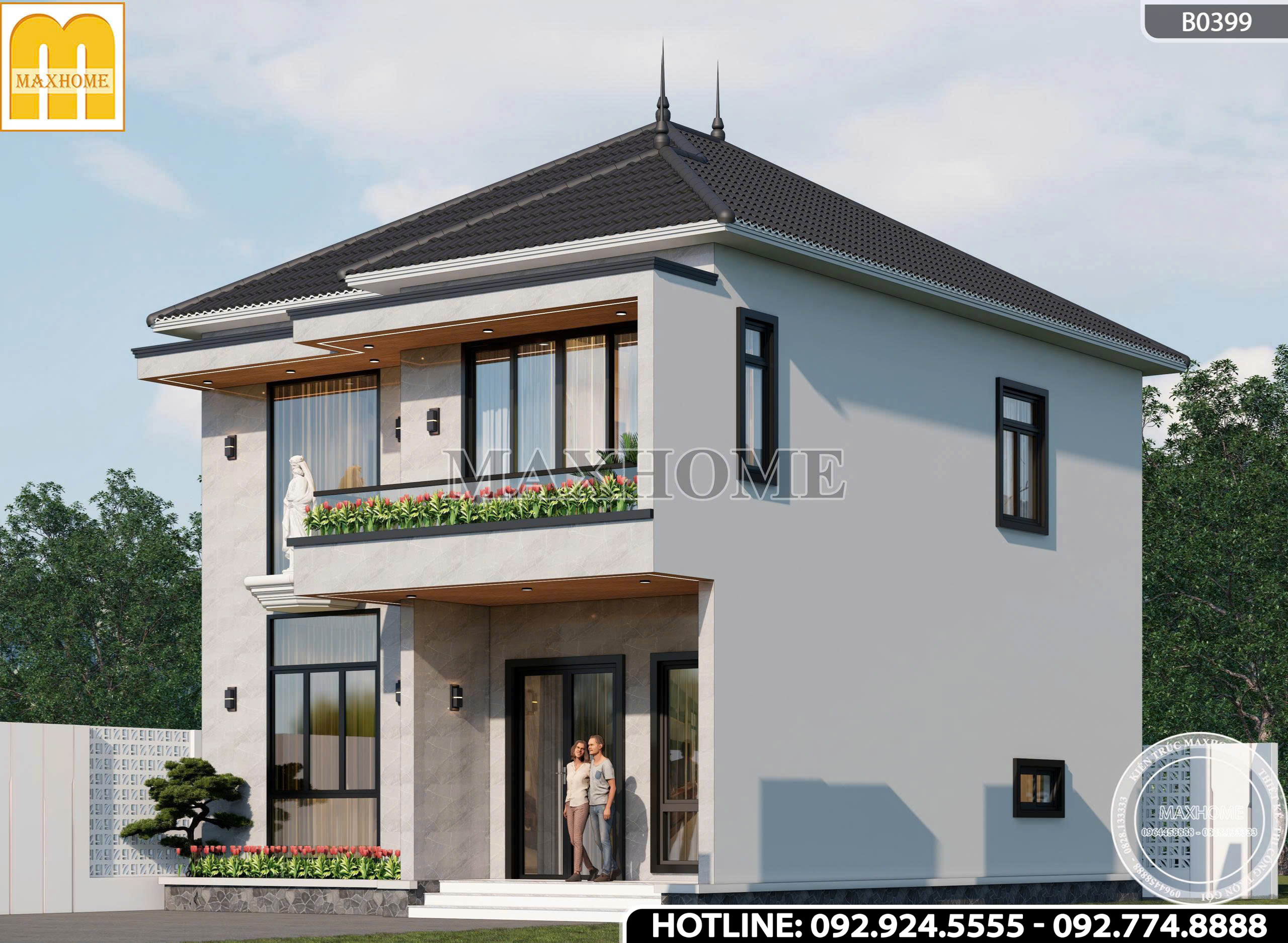 Thiết kế nhà 2 tầng mái Nhật hiện đại, sang trọng tại Quảng Trị | MH46652 Thiết kế nhà 2 tầng mái Nhật hiện đại, sang trọng tại Quảng Trị | MH46652