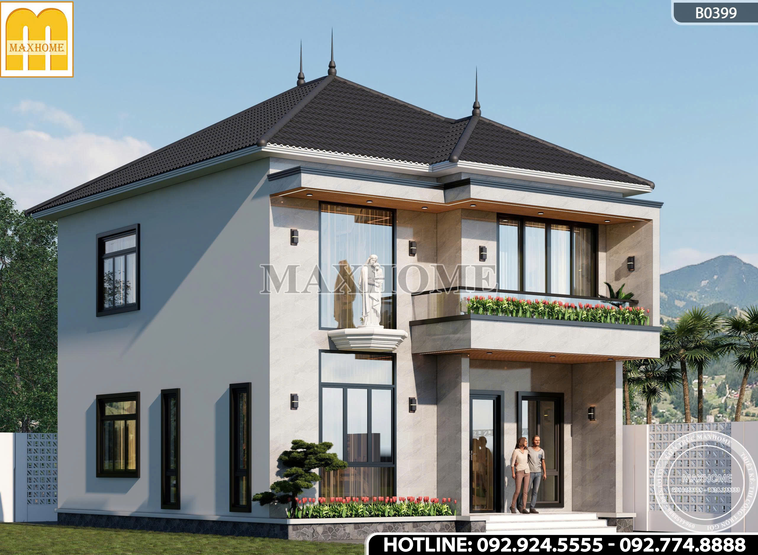 Thiết kế nhà 2 tầng mái Nhật hiện đại, sang trọng tại Quảng Trị | MH46652 Thiết kế nhà 2 tầng mái Nhật hiện đại, sang trọng tại Quảng Trị | MH46652