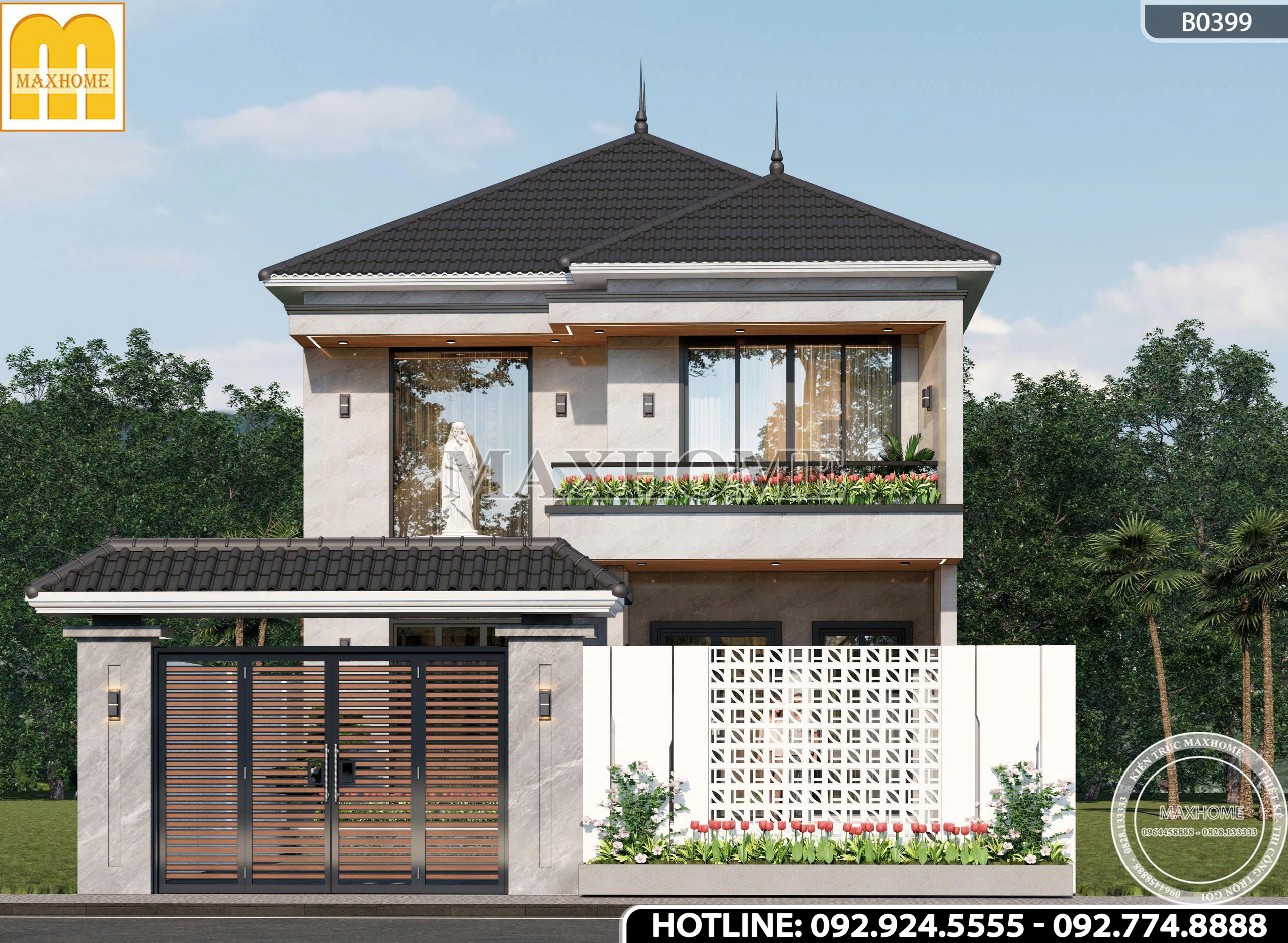 Thiết kế nhà 2 tầng mái Nhật hiện đại, sang trọng tại Quảng Trị | MH46652 Thiết kế nhà 2 tầng mái Nhật hiện đại, sang trọng tại Quảng Trị | MH46652