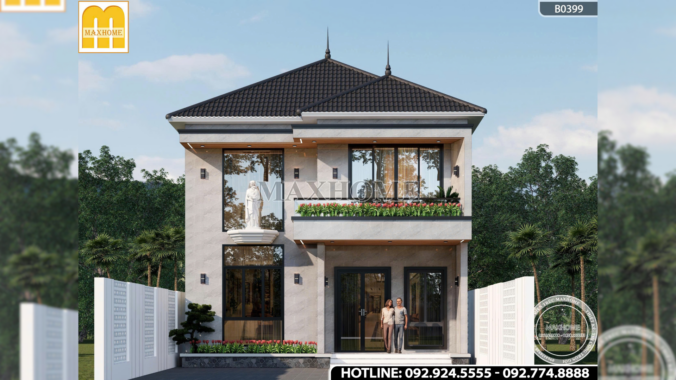 Thiết kế nhà 2 tầng mái Nhật hiện đại, sang trọng tại Quảng Trị | MH46652