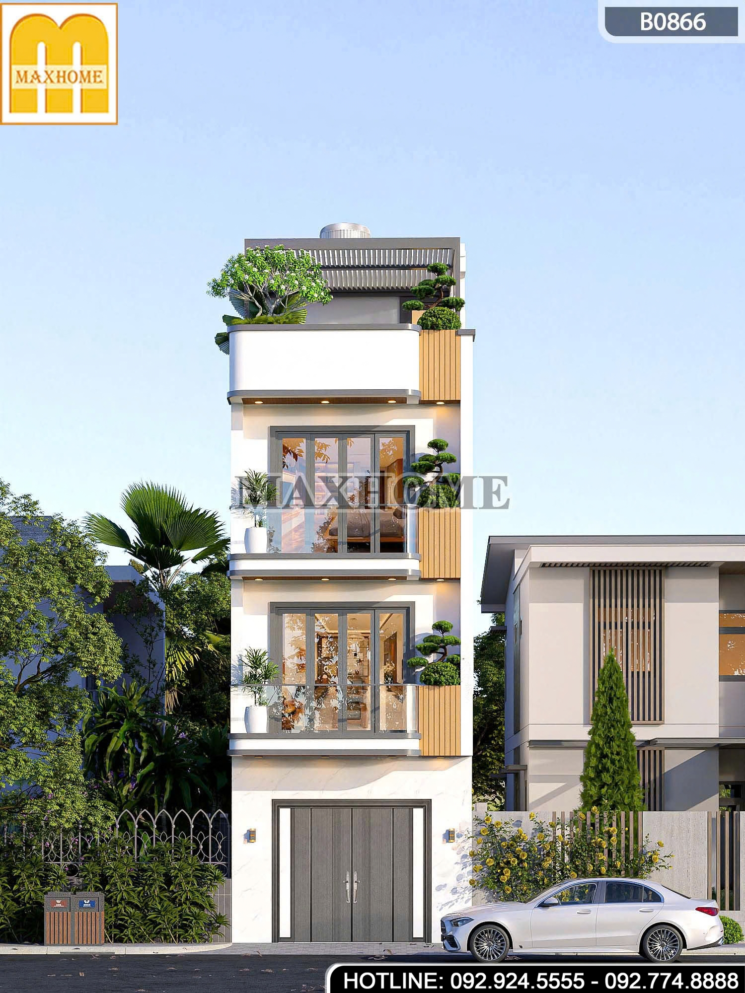 Mẫu nhà phố 3 tầng 1 tum