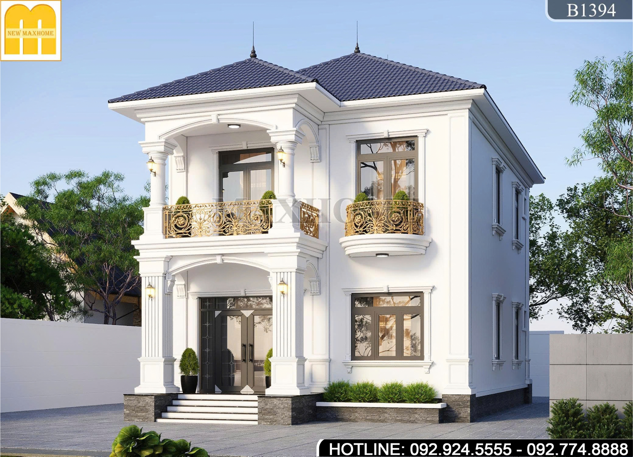 Thiết Kế Nhà 2 Tầng Tân Cổ Mái Nhật Sang Trọng 
