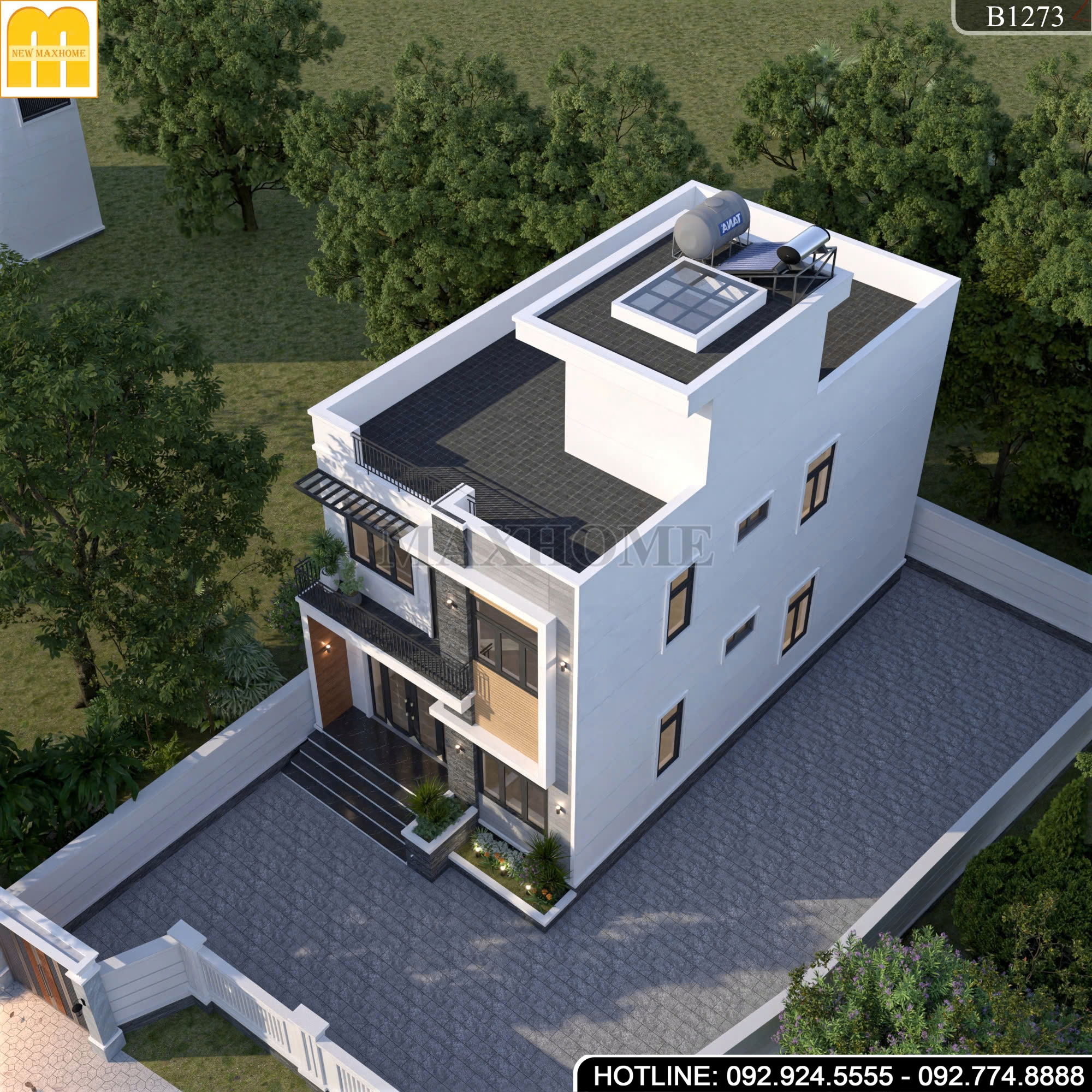 Mẫu nhà 2 tầng 1 tum đẹp | MH47100