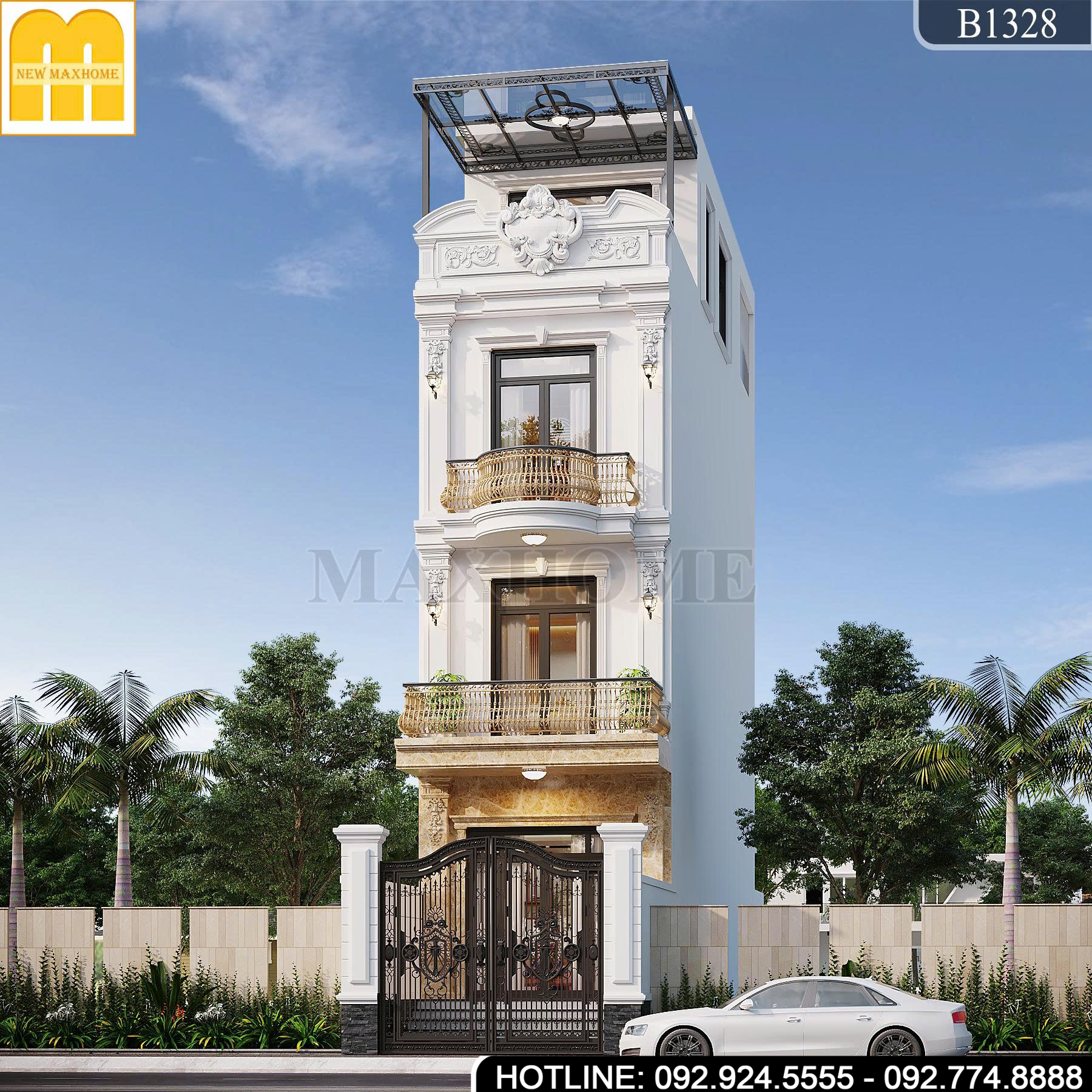 Mẫu Nhà Phố 4 Tầng Tân Cổ Điển Đẹp