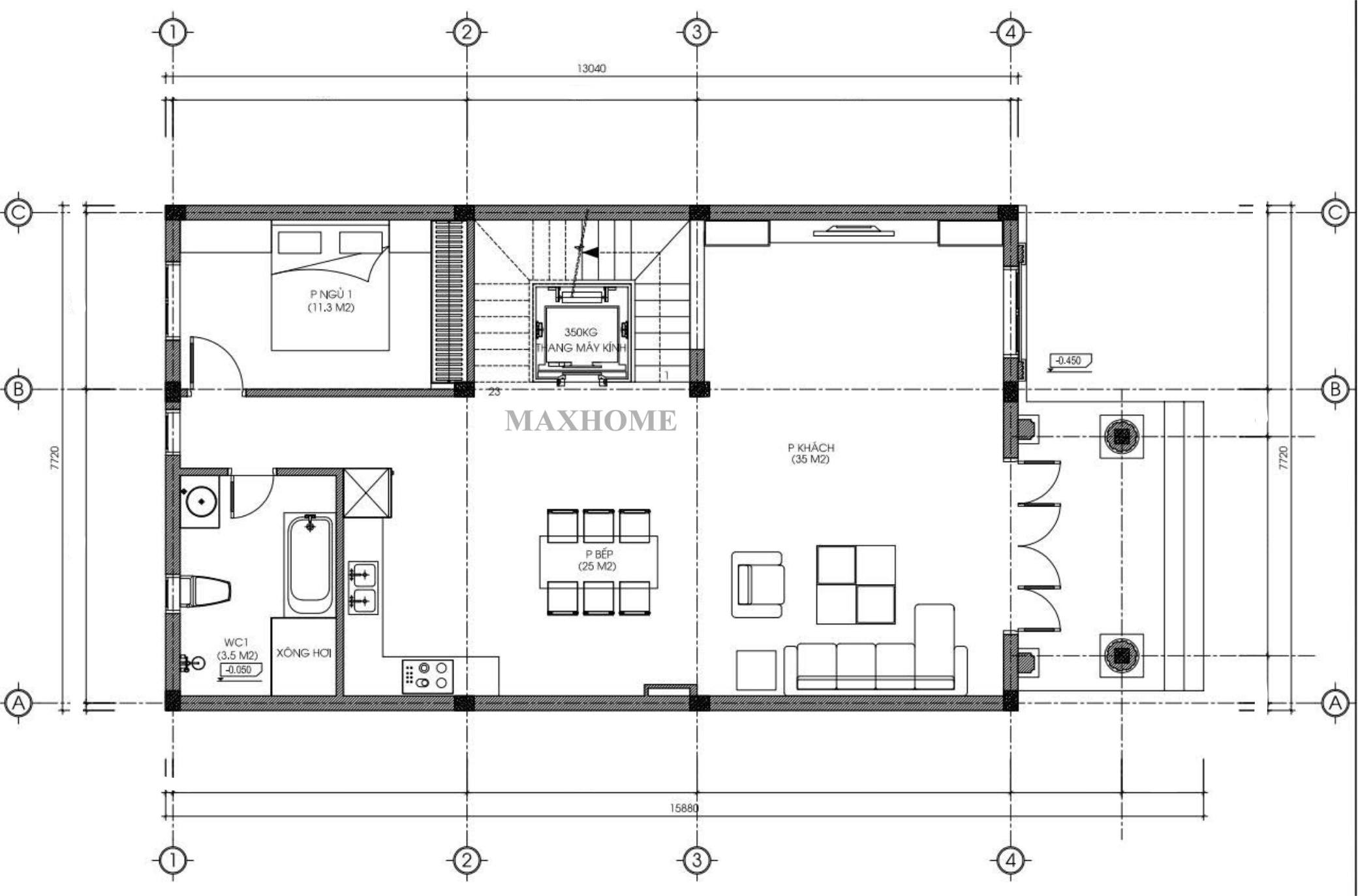 Mặt bằng công năng sử dụng tầng 1