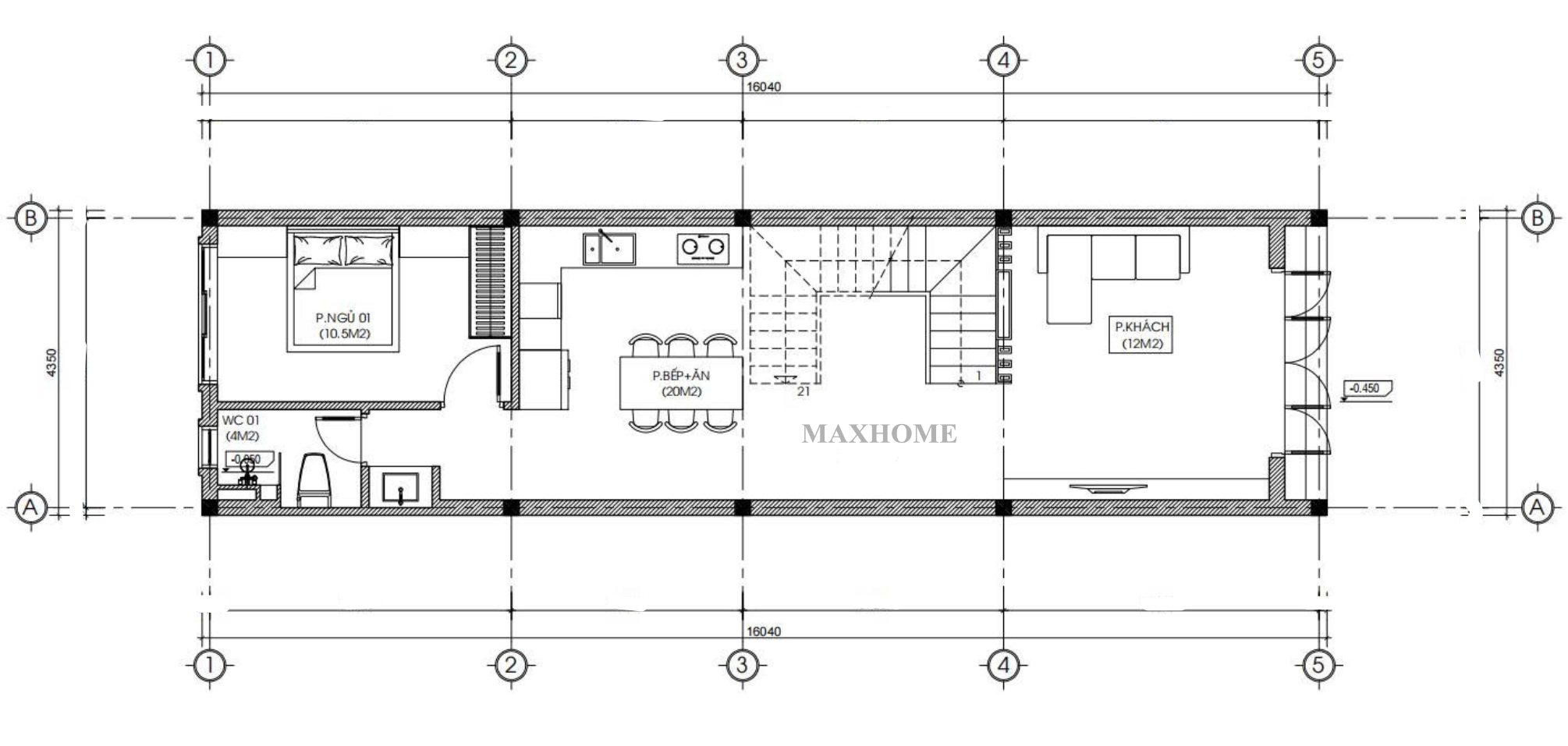 Mặt bằng bố trí công năng tầng 1