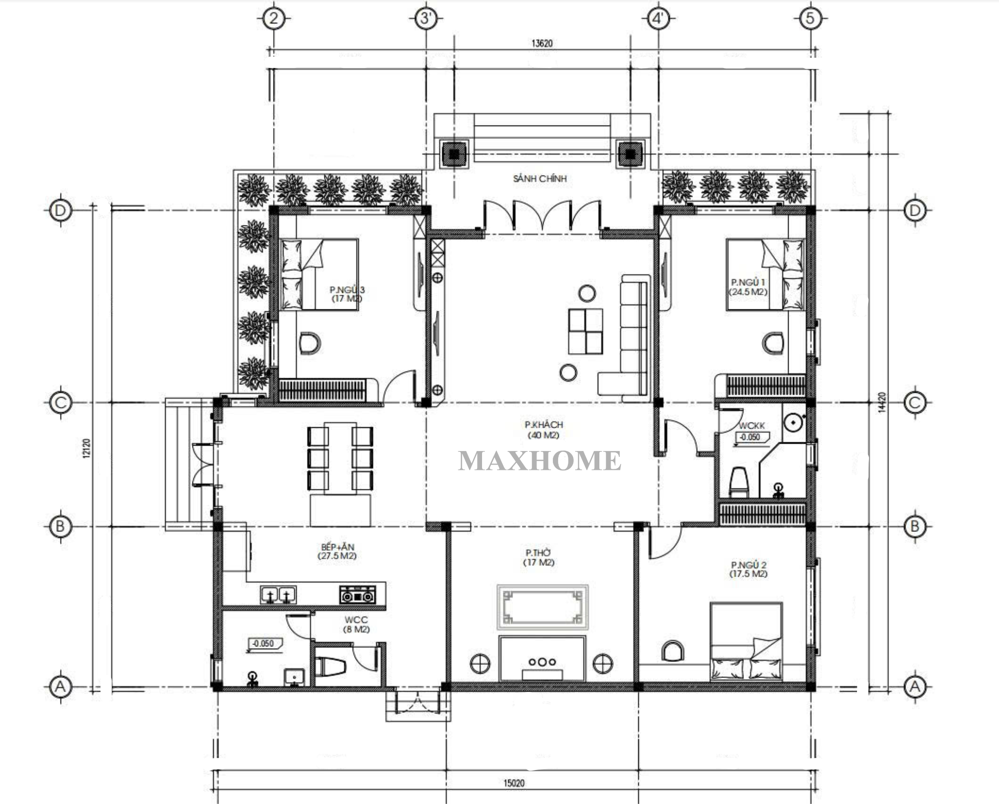 Mặt bằng định vị mẫu nhà