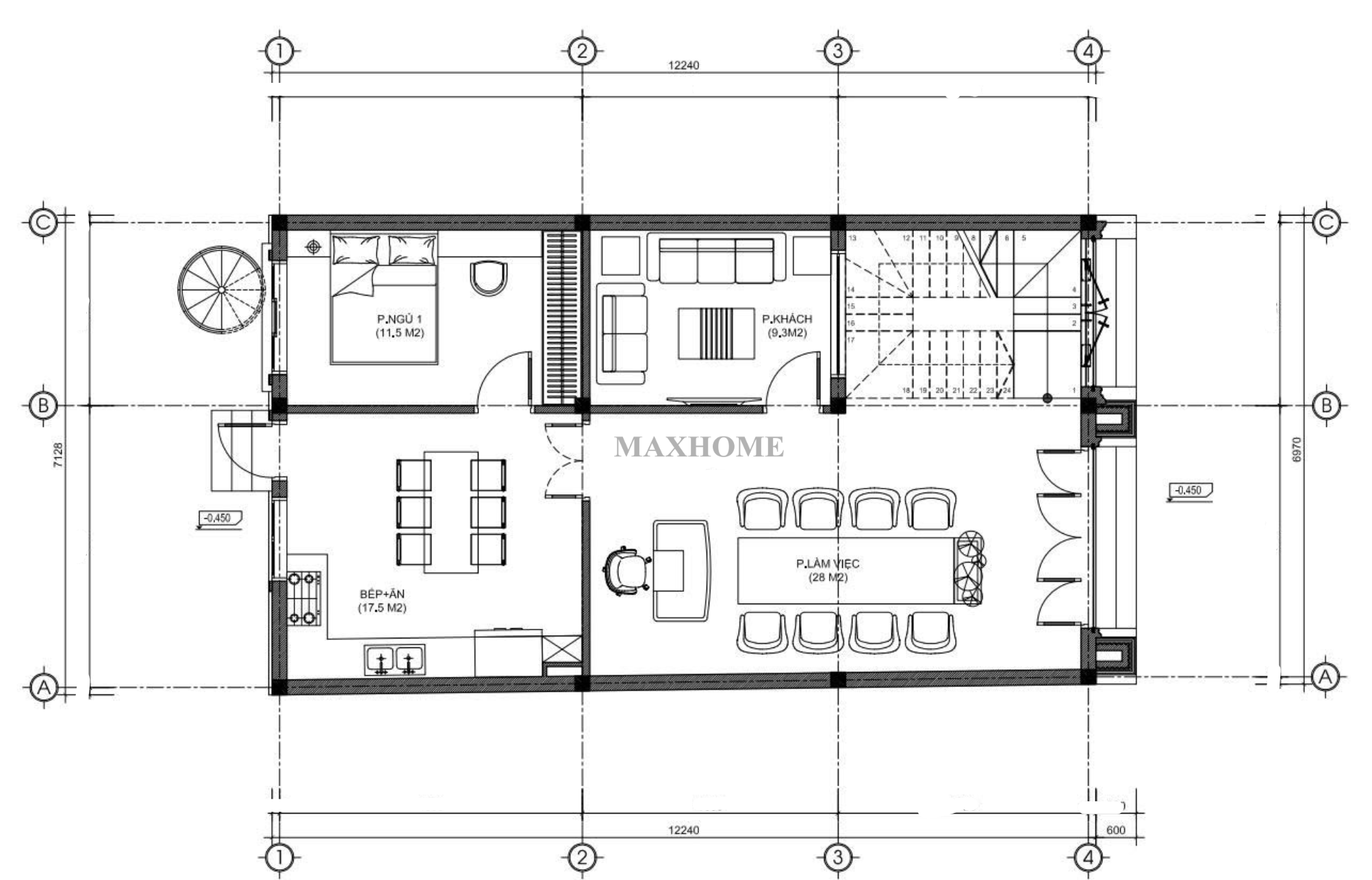 Mặt bằng công năng sử dụng tầng 1
