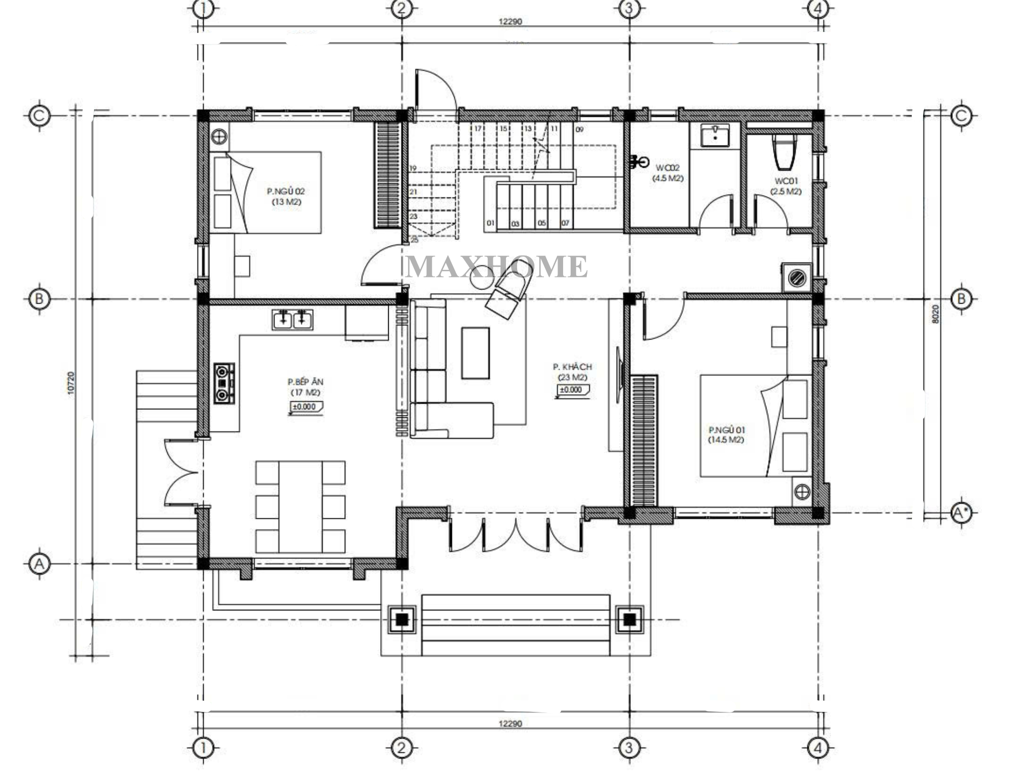 Mặt bằng công năng sử dụng tầng 1