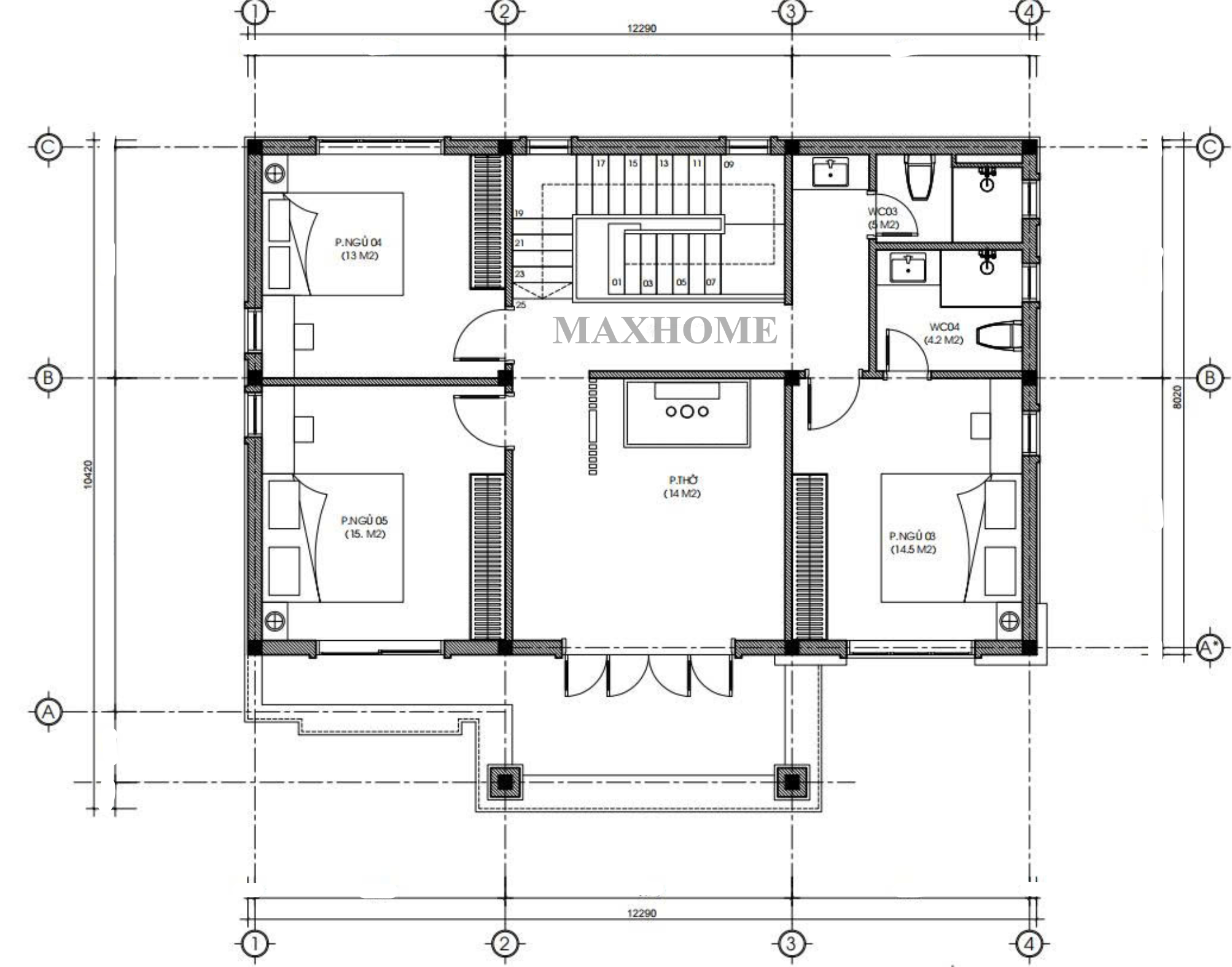 Mặt bằng công năng sử dụng tầng 2