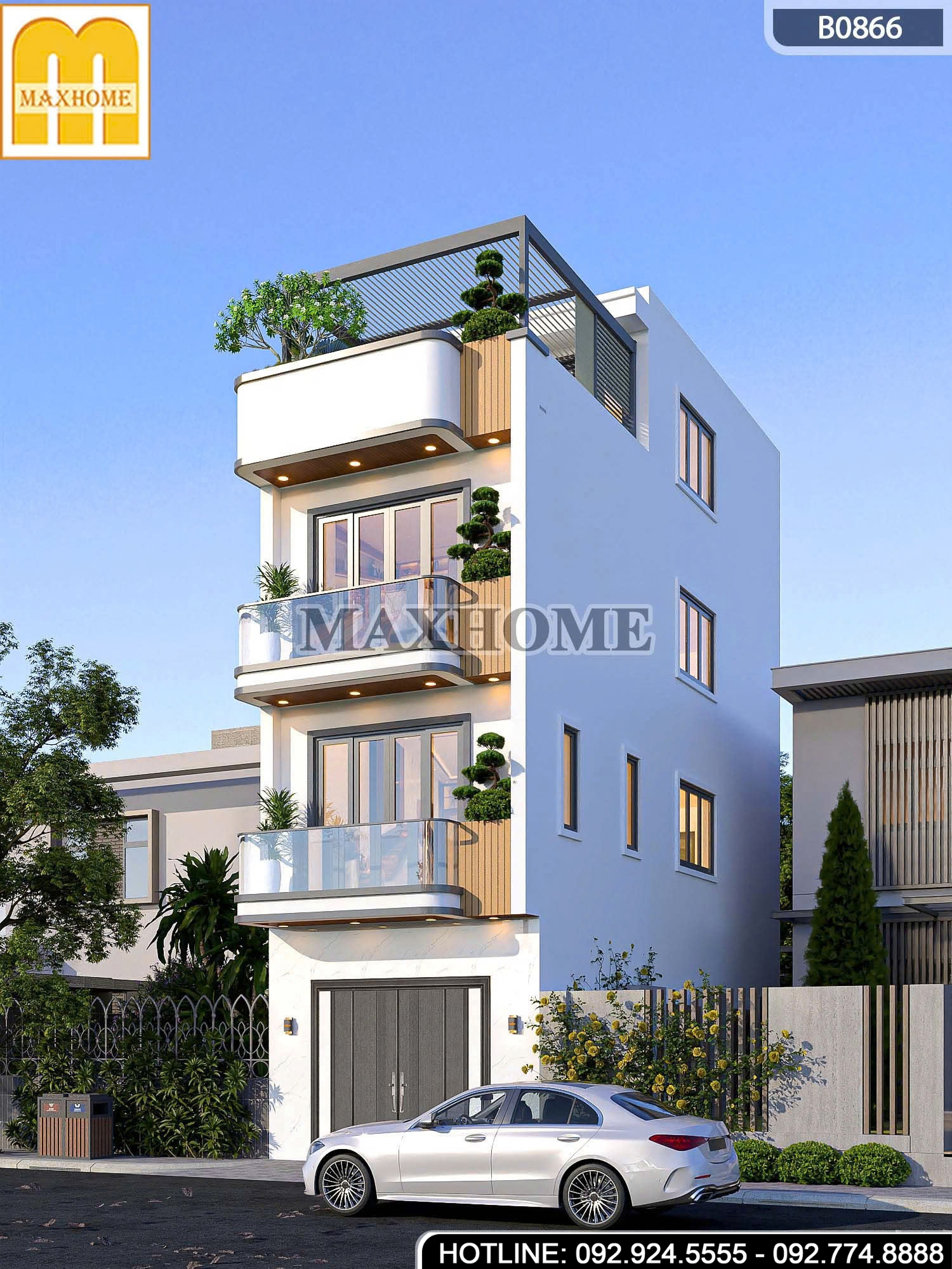Mẫu nhà phố 3 tầng 1 tum