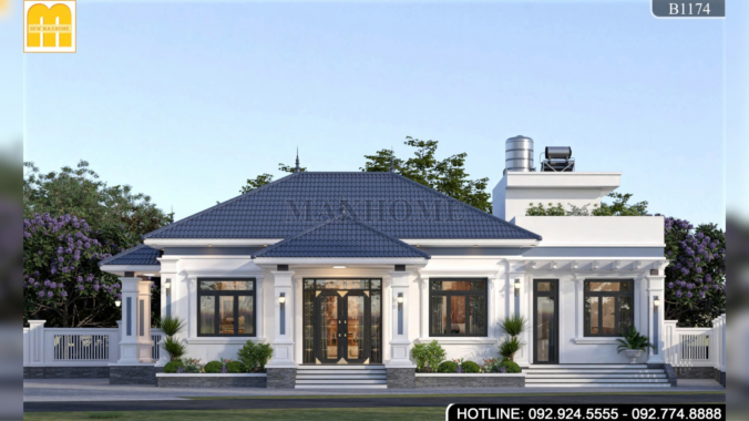 Mẫu nhà vườn 1 tầng mái nhật | MH47115