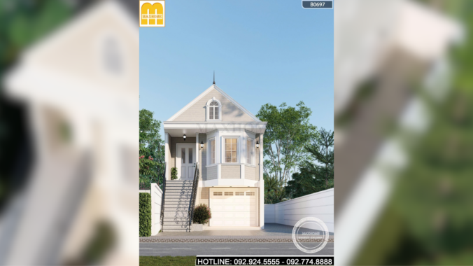Nhà gác lửng mái Thái có gara để xe | MH46964