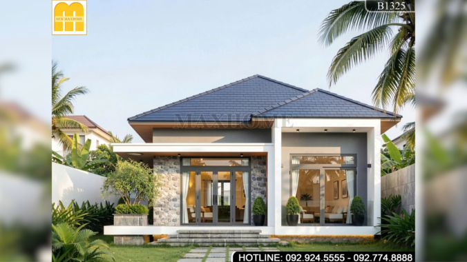 Nhà cấp 4 mái Nhật hiện đại | MH47179