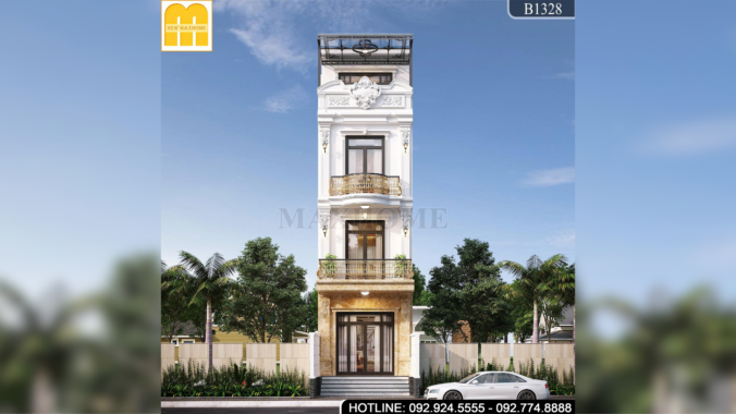 Mẫu Nhà Phố 4 Tầng Tân Cổ Điển Đẹp