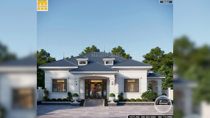 Mẫu Nhà Vườn 1 Tầng Mái Nhật | MH47097
