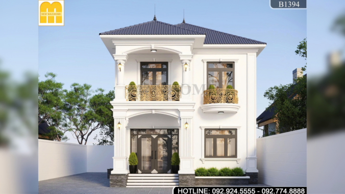 Thiết Kế Nhà 2 Tầng Tân Cổ Mái Nhật Sang Trọng