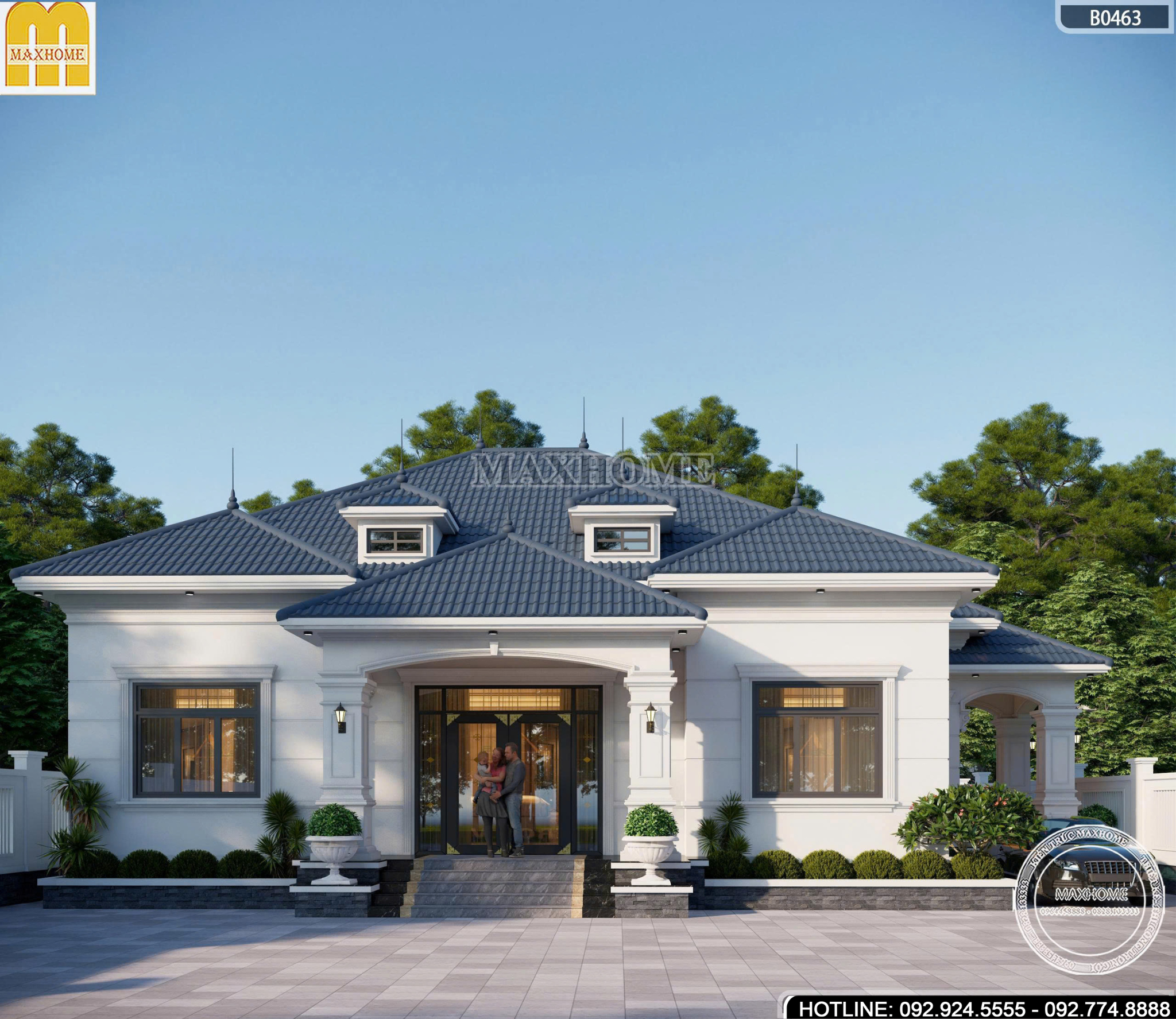 Mẫu Nhà Vườn 1 Tầng Mái Nhật | MH47097