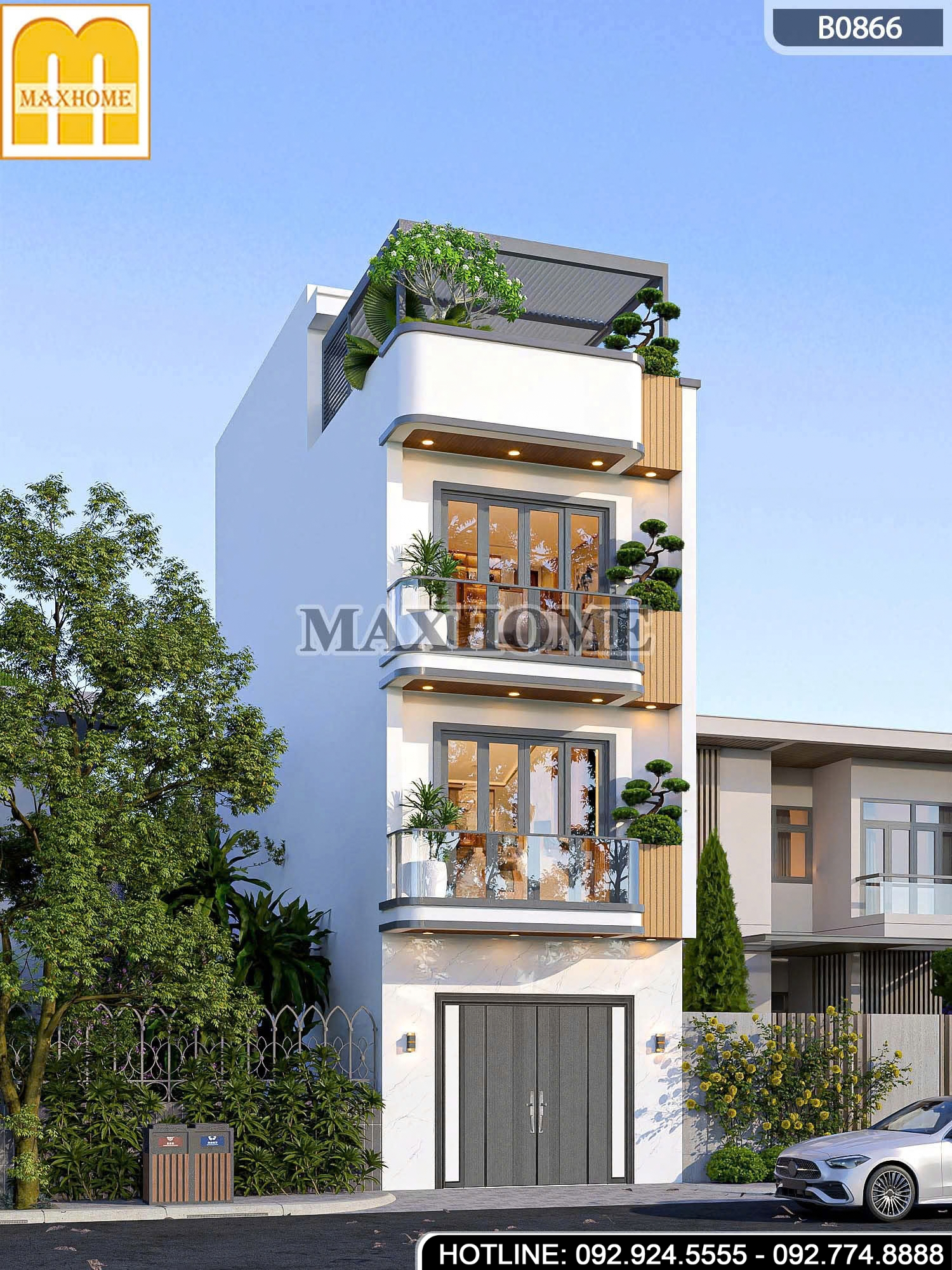 Mẫu nhà phố 3 tầng 1 tum
