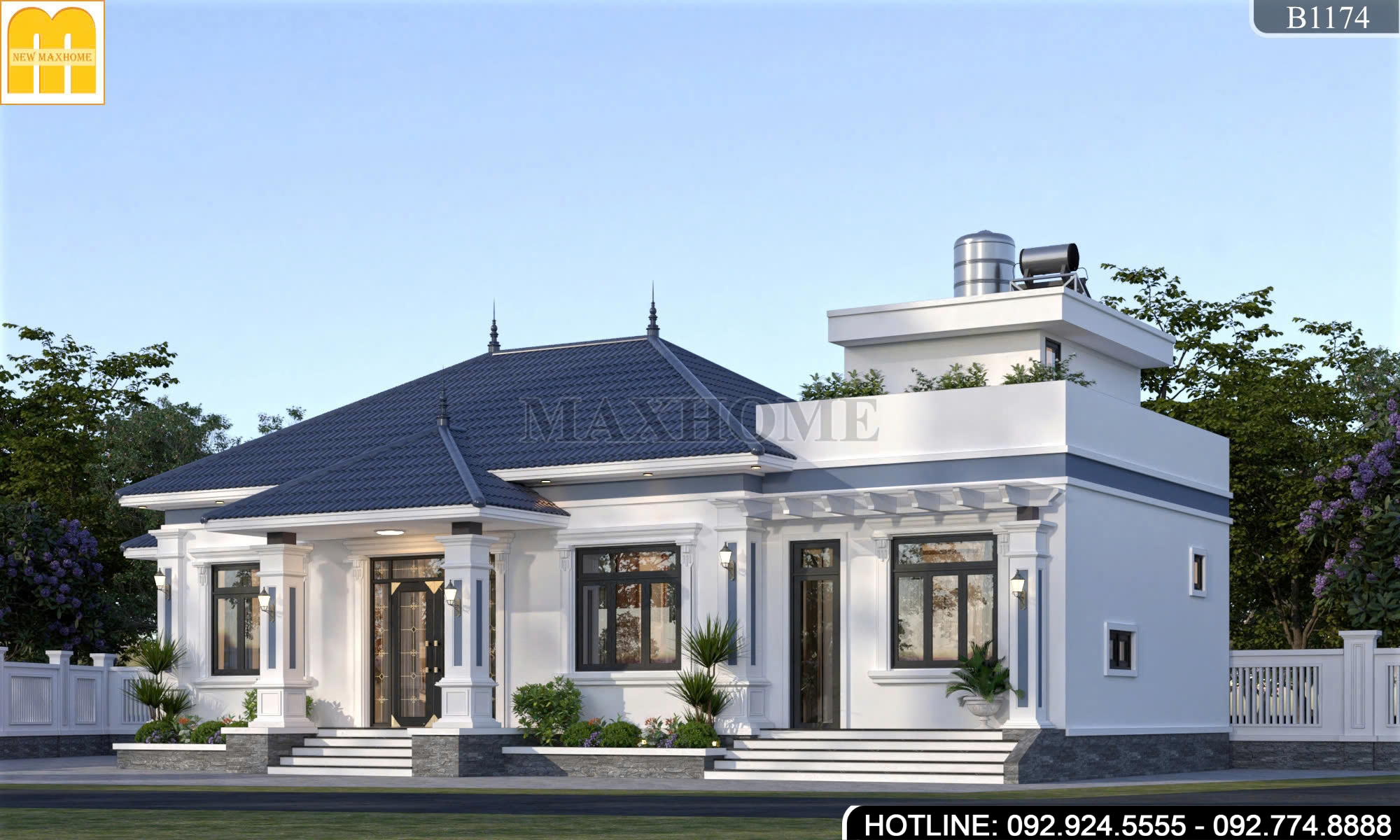 Mẫu nhà vườn 1 tầng mái nhật | MH47115