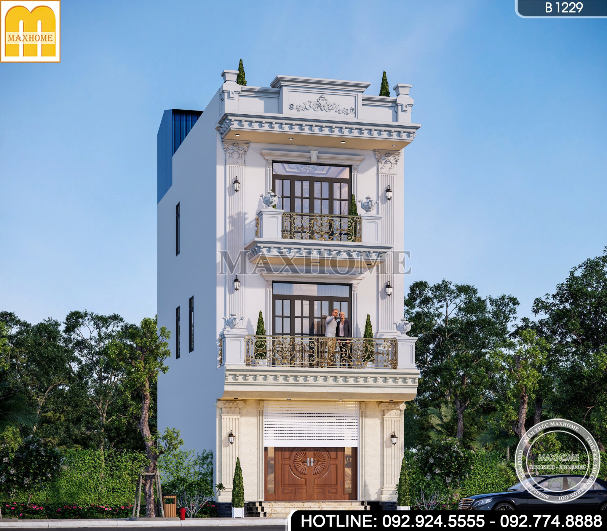 Mẫu nhà 3 tầng 1 tum tân cổ điển | MH47123