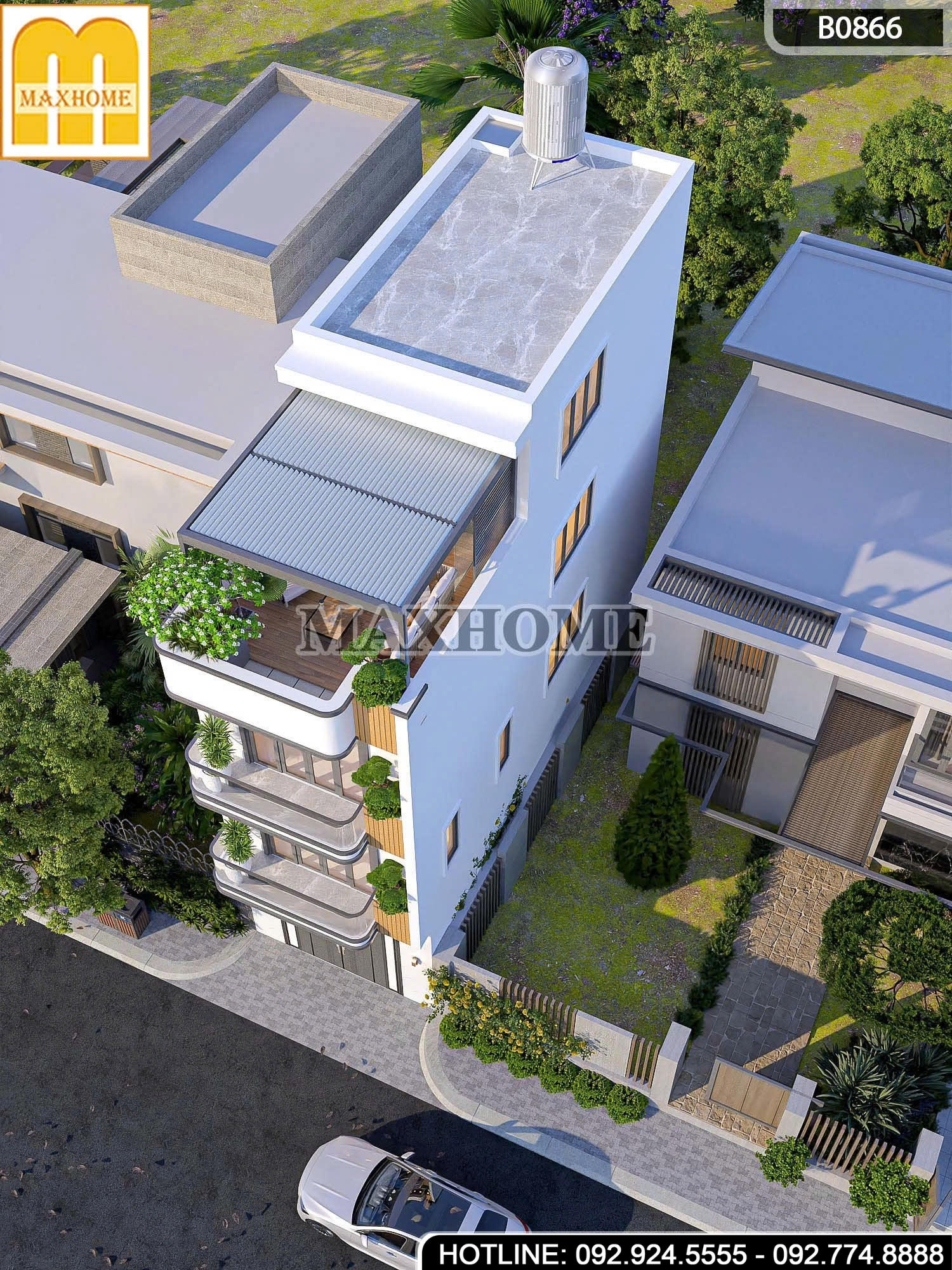 Mẫu nhà phố 3 tầng 1 tum