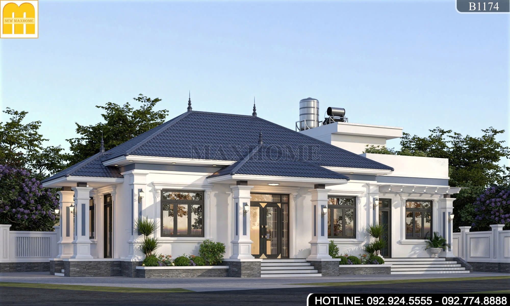 Mẫu nhà vườn 1 tầng mái nhật | MH47115