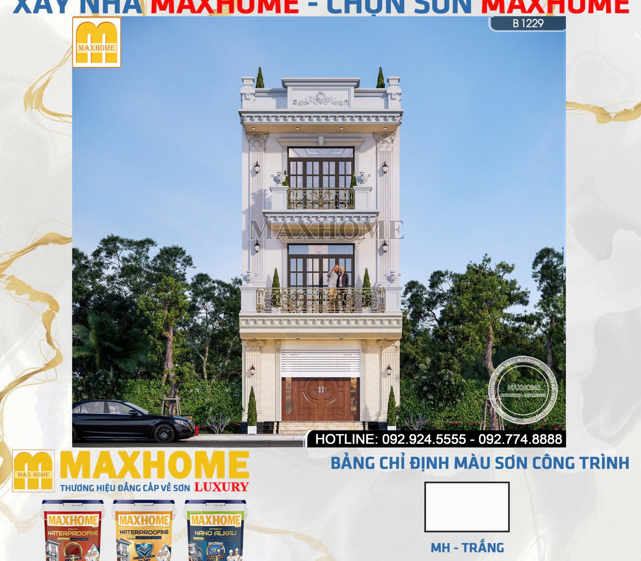 Mẫu nhà 3 tầng 1 tum tân cổ điển | MH47123