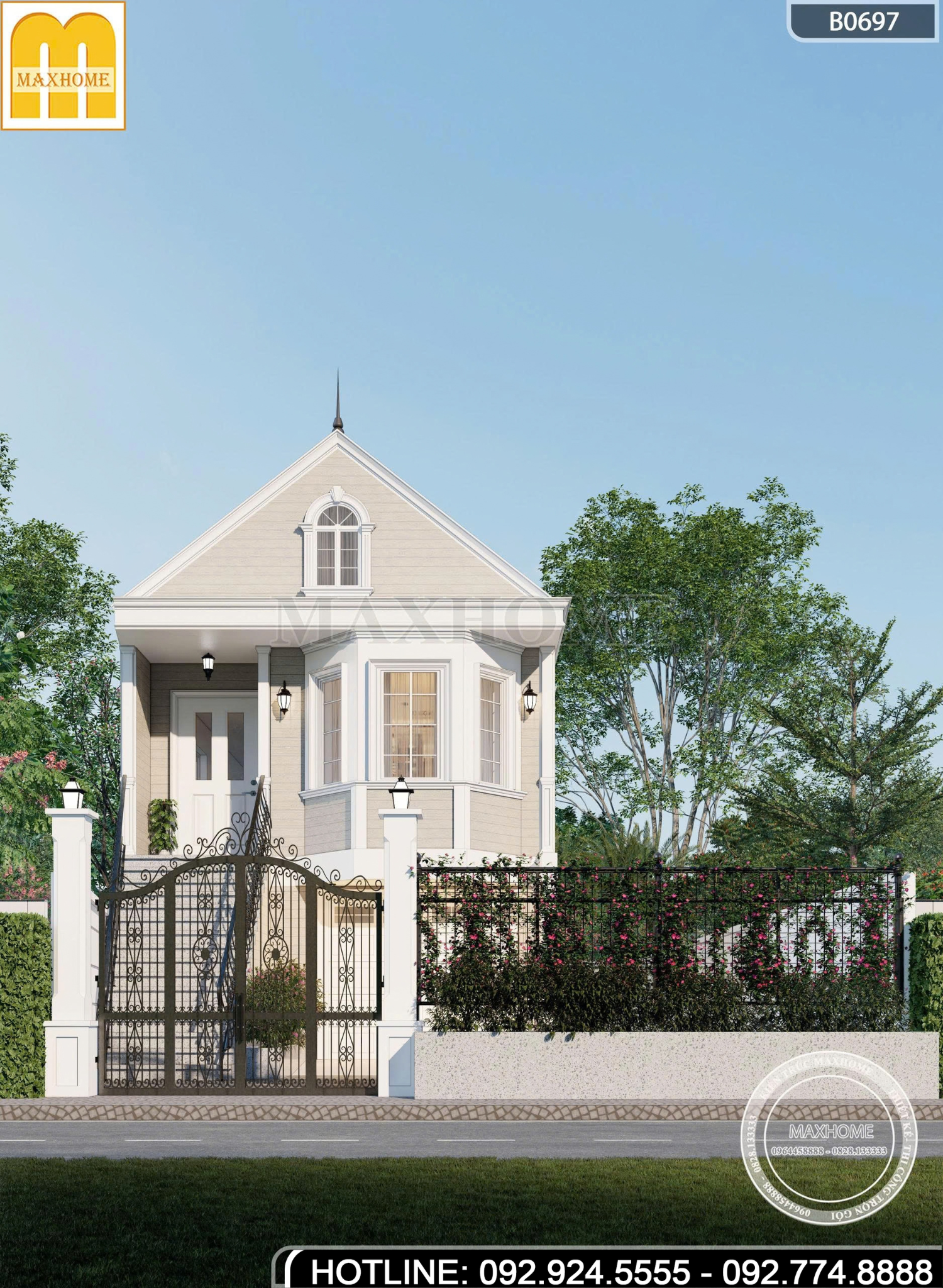 Nhà gác lửng mái Thái có gara để xe | MH46964