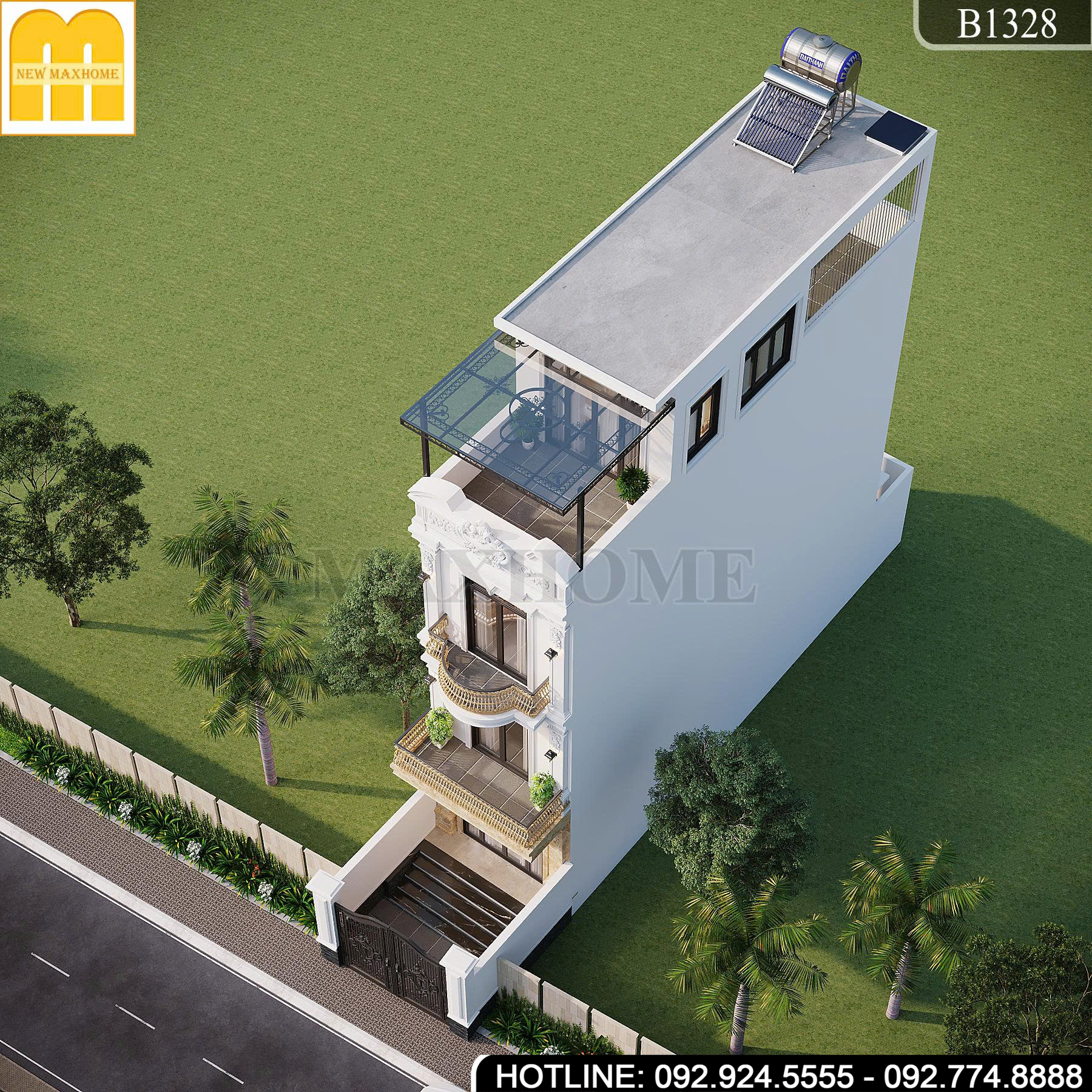 Mẫu Nhà Phố 4 Tầng Tân Cổ Điển Đẹp