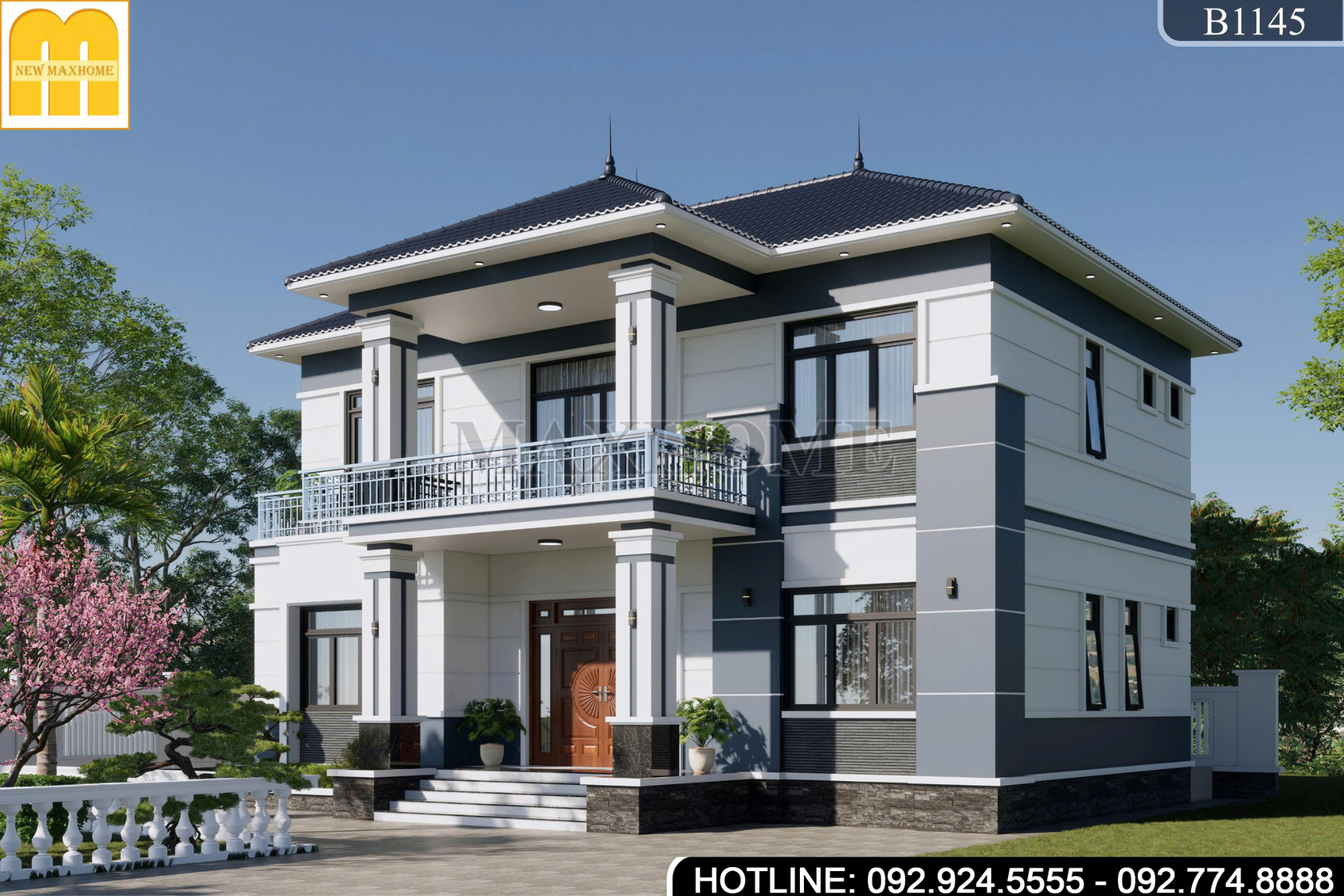 Mẫu Nhà 2 Tầng Mái Nhật Sang Trọng