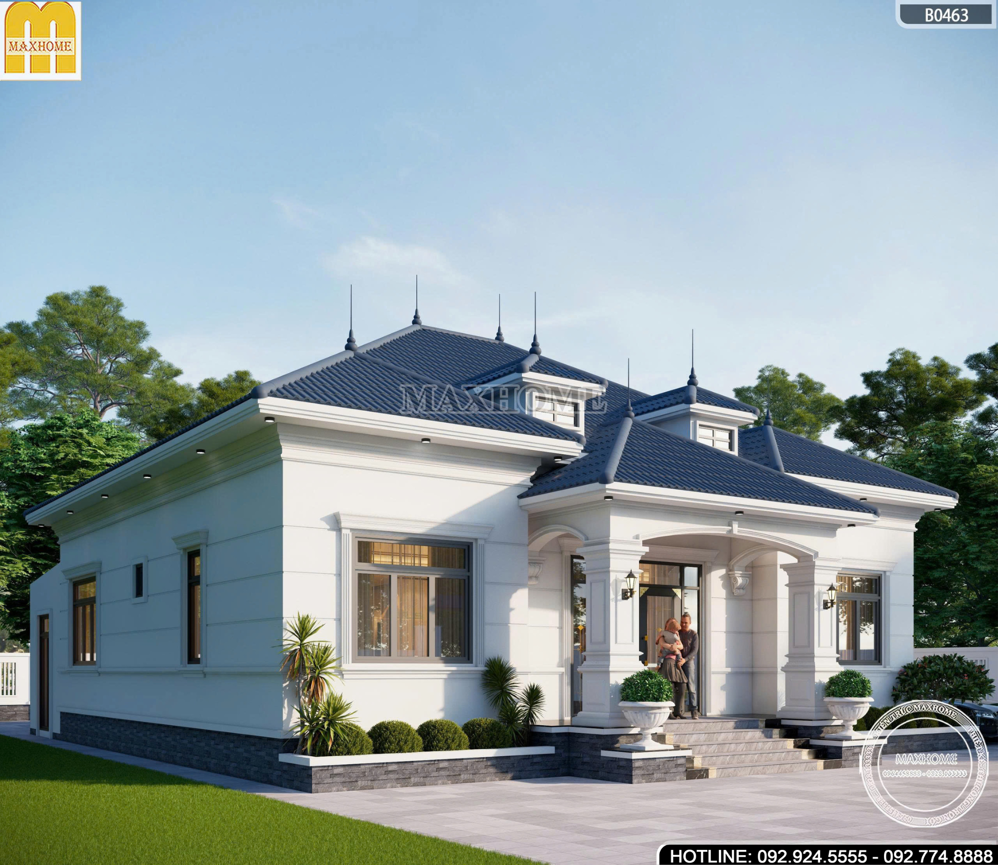 Mẫu Nhà Vườn 1 Tầng Mái Nhật | MH47097