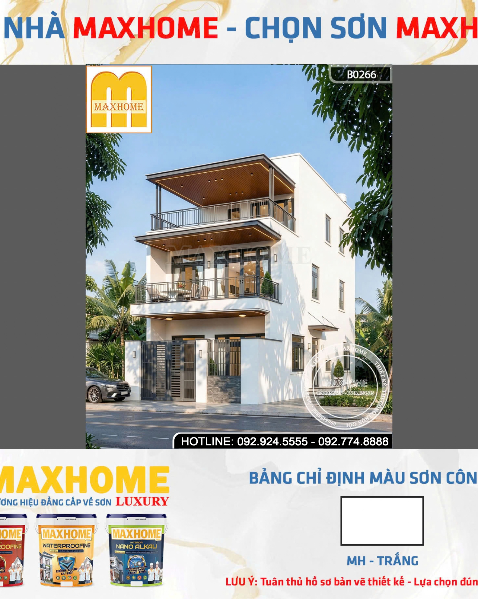 Mẫu nhà 3 tầng hiện đại | MH46948