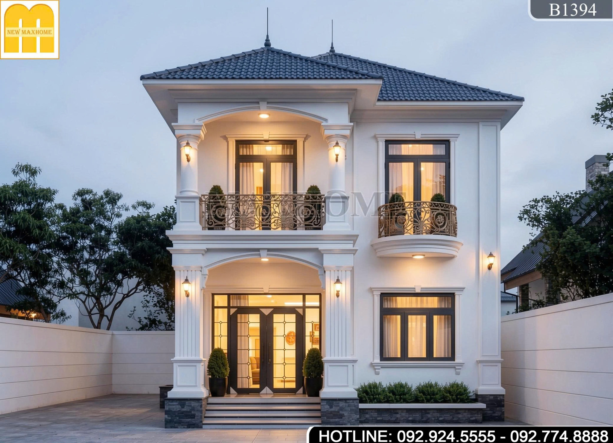 Thiết Kế Nhà 2 Tầng Tân Cổ Mái Nhật Sang Trọng 