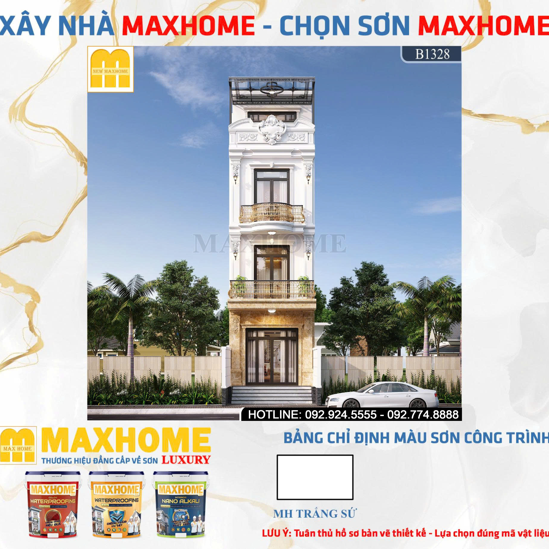 Mẫu Nhà Phố 4 Tầng Tân Cổ Điển Đẹp