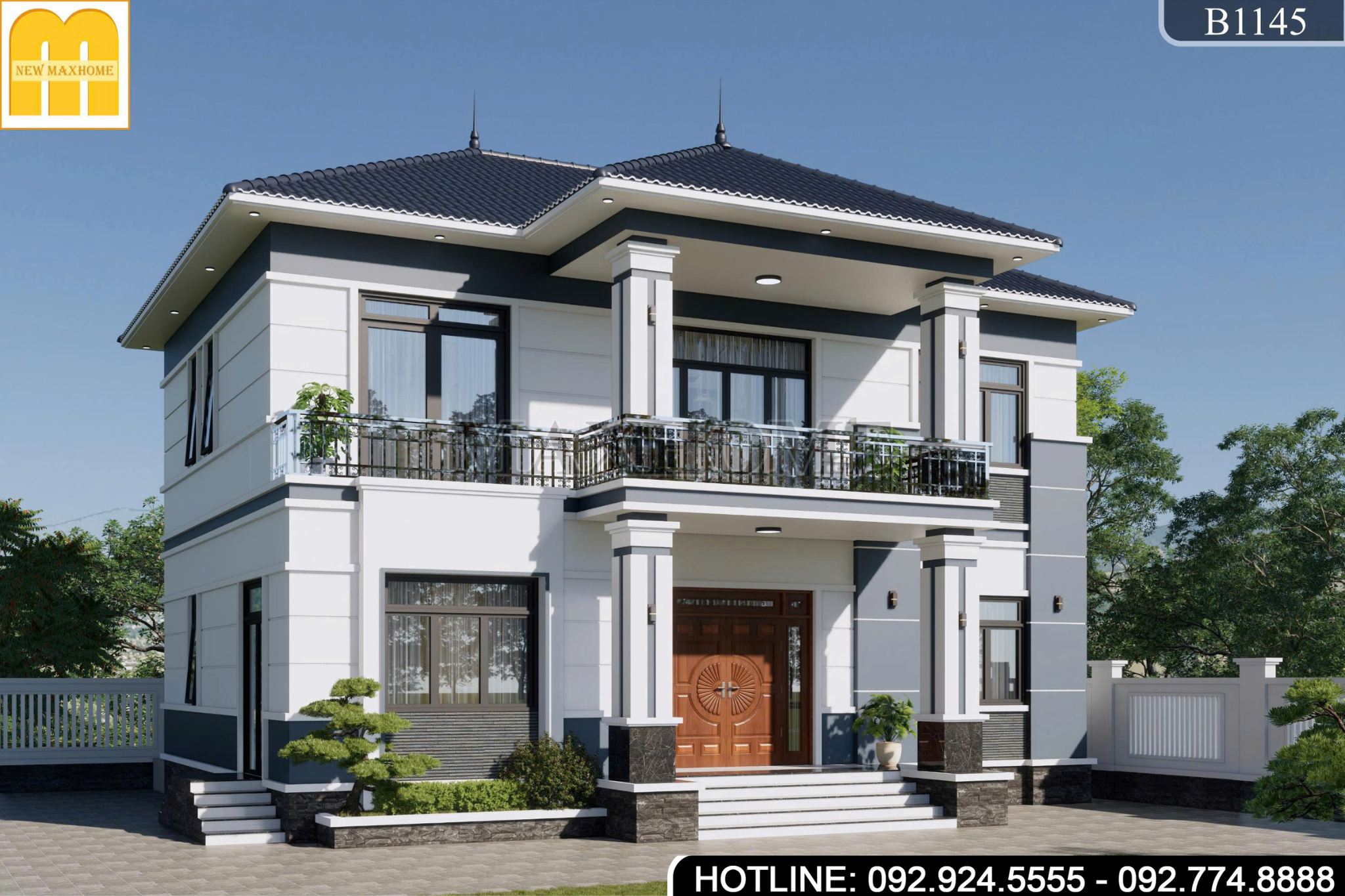 Mẫu Nhà 2 Tầng Mái Nhật Sang Trọng