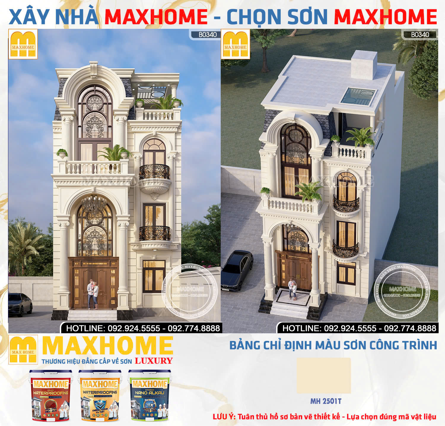Biệt Thự 3 Tầng Tân Cổ Điển Đẹp | MH46357
